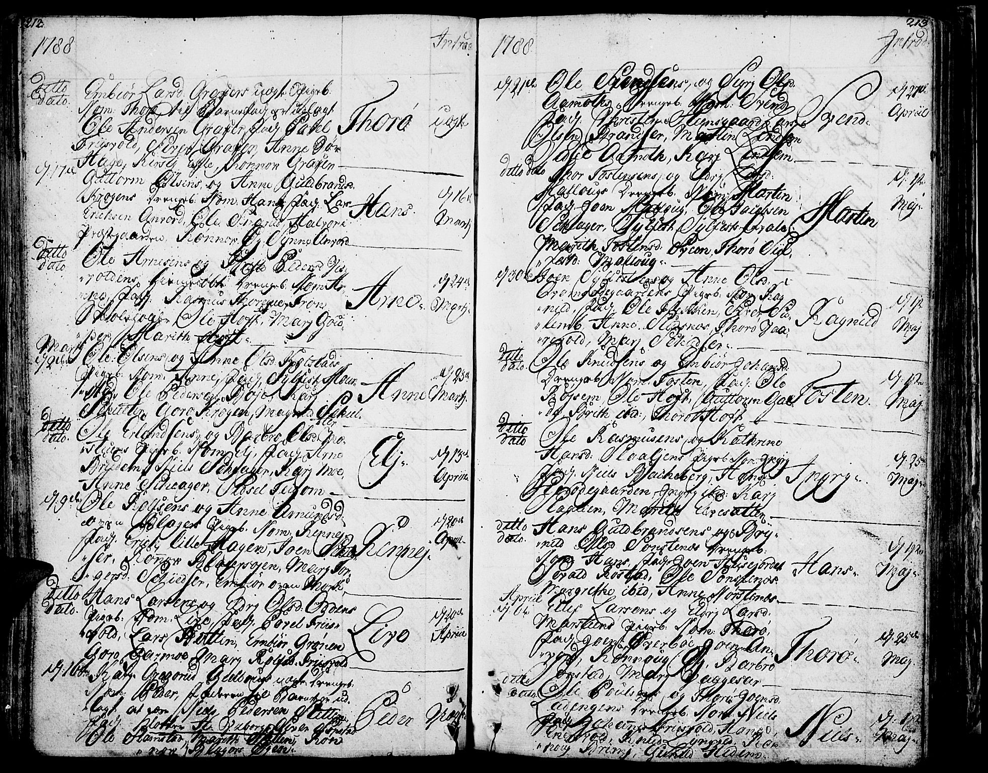 Lom prestekontor, AV/SAH-PREST-070/K/L0002: Parish register (official) no. 2, 1749-1801, p. 212-213