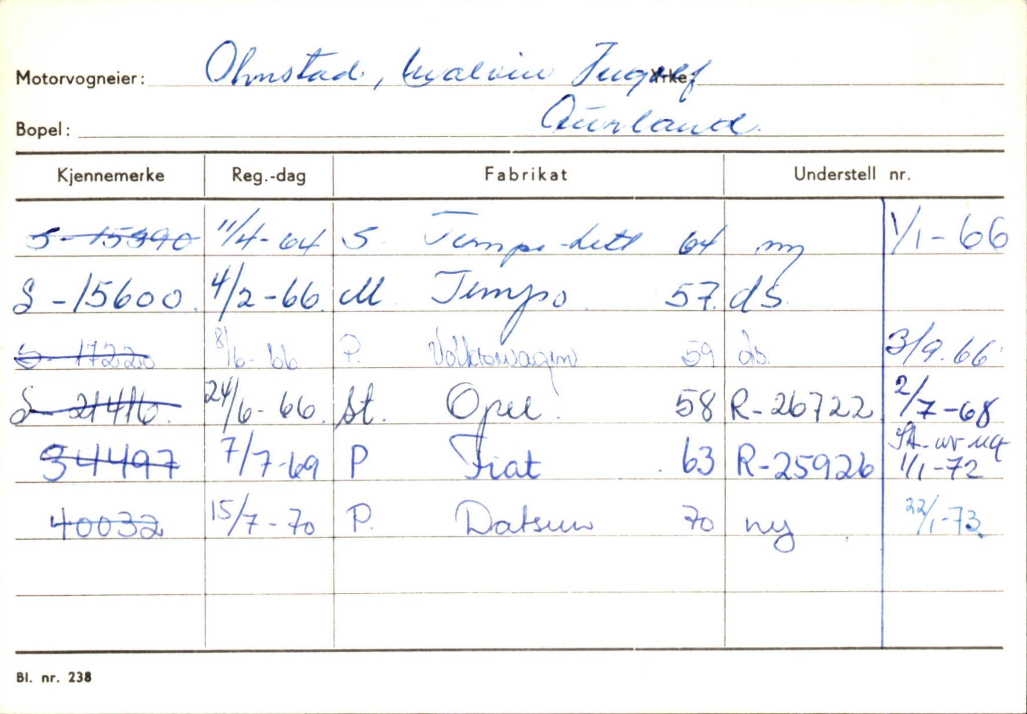 Statens vegvesen, Sogn og Fjordane vegkontor, AV/SAB-A-5301/4/F/L0125: Eigarregister Sogndal V-Å. Aurland A-Å. Fjaler A-N, 1945-1975, p. 944