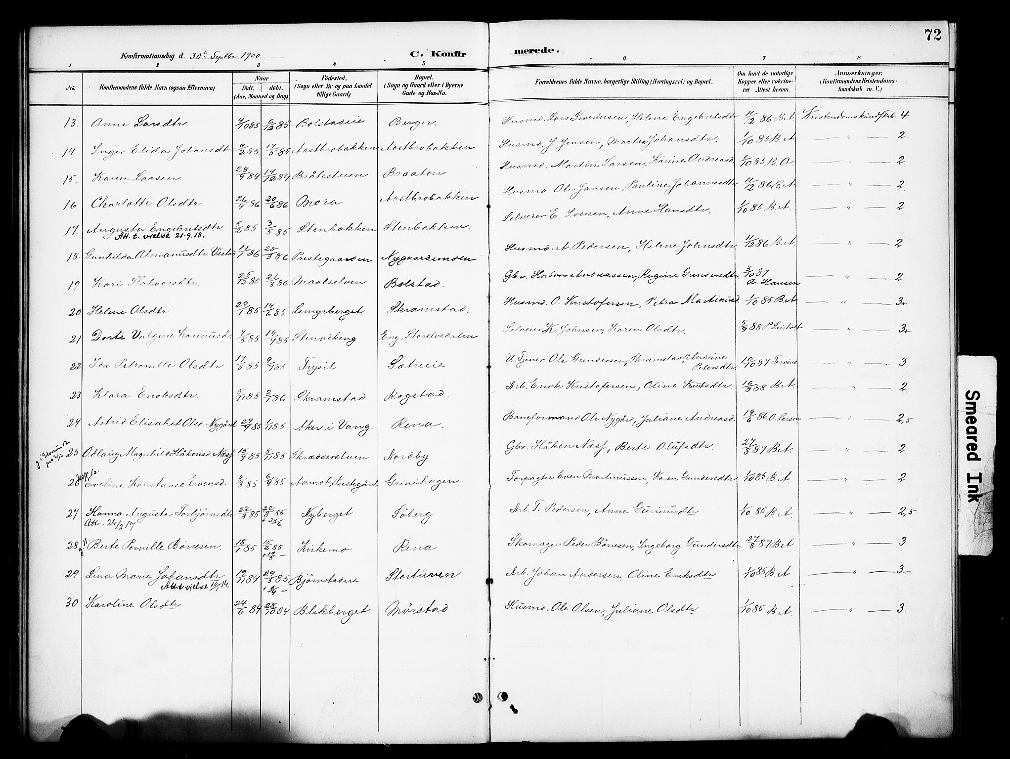 Åmot prestekontor, Hedmark, AV/SAH-PREST-056/H/Ha/Haa/L0013: Parish register (official) no. 13, 1898-1906, p. 72