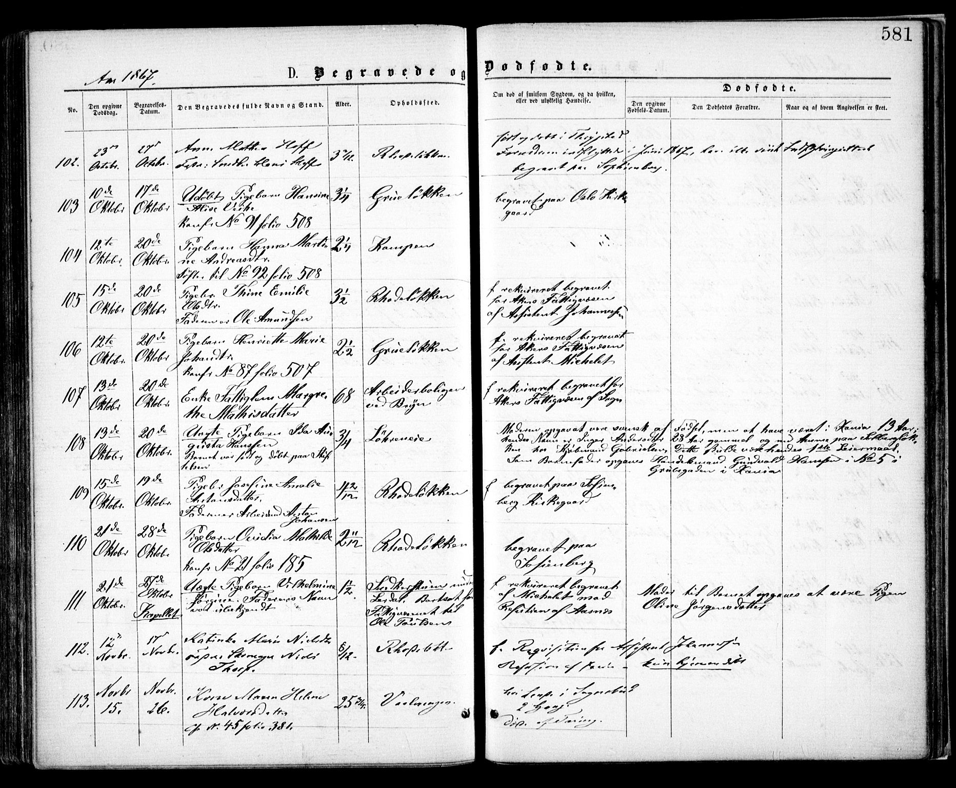 Østre Aker prestekontor Kirkebøker, AV/SAO-A-10840/F/Fa/L0001: Parish register (official) no. I 1, 1861-1869, p. 581