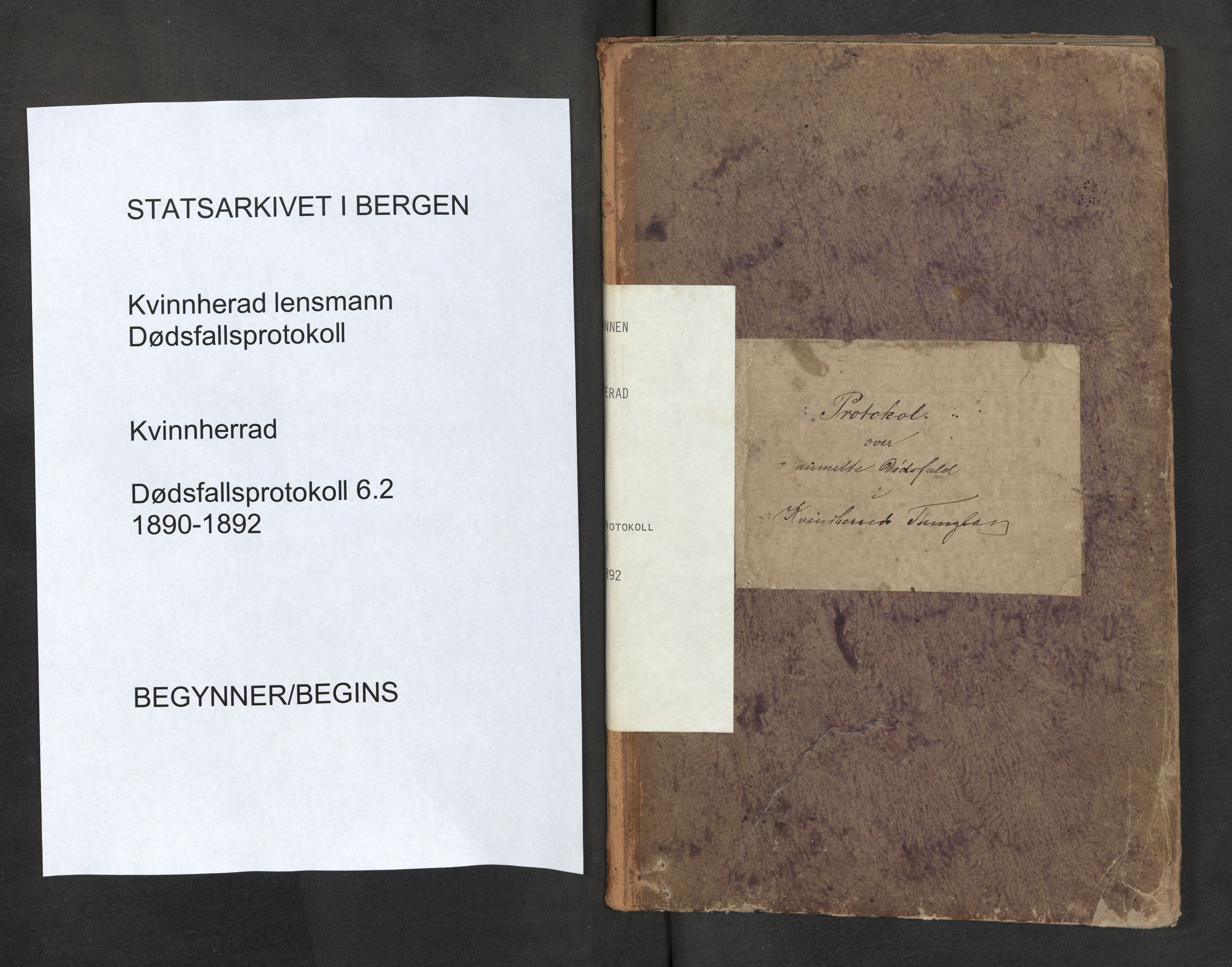 Lensmannen i Kvinnherad, SAB/A-33301/0006/L0002: Dødsfallprotokoll, 1890-1892