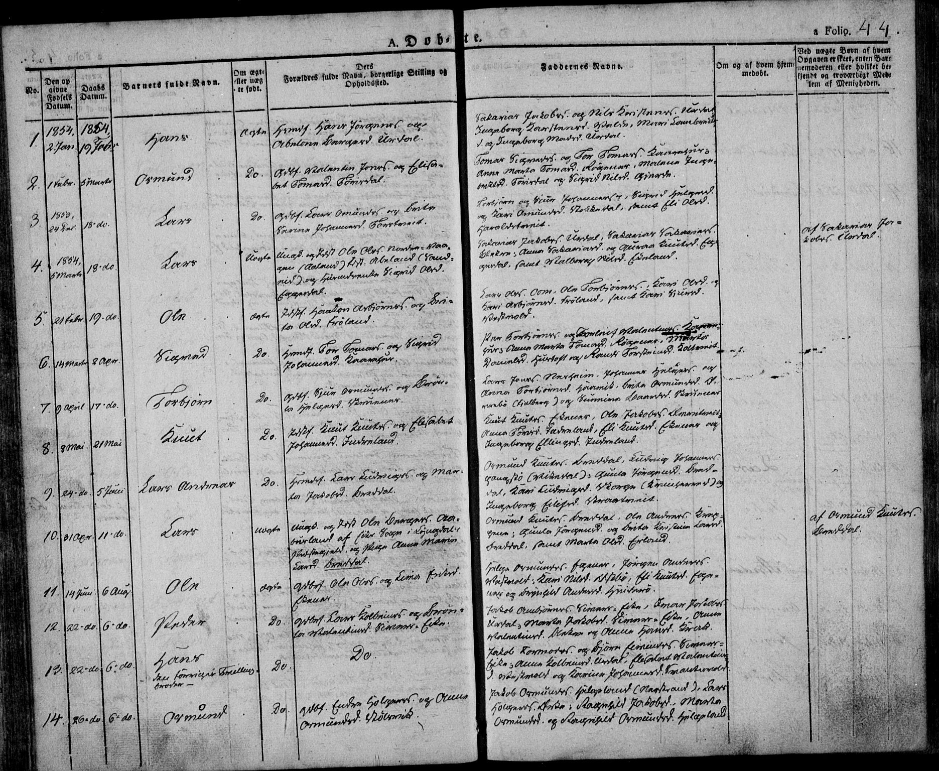 Skjold sokneprestkontor, AV/SAST-A-101847/H/Ha/Haa/L0005: Parish register (official) no. A 5, 1830-1856, p. 44