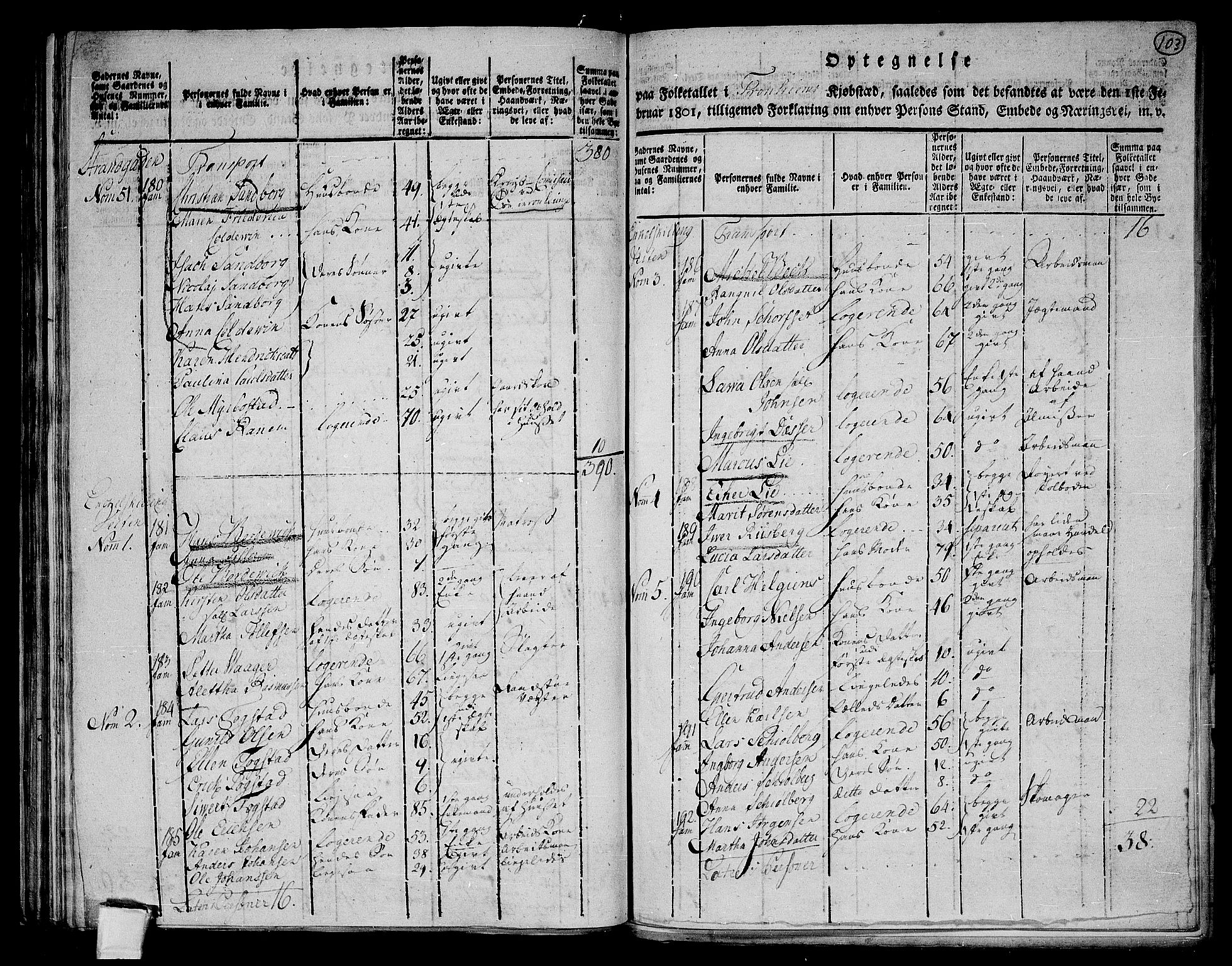 RA, 1801 census for 1601 Trondheim, 1801, p. 102b-103a