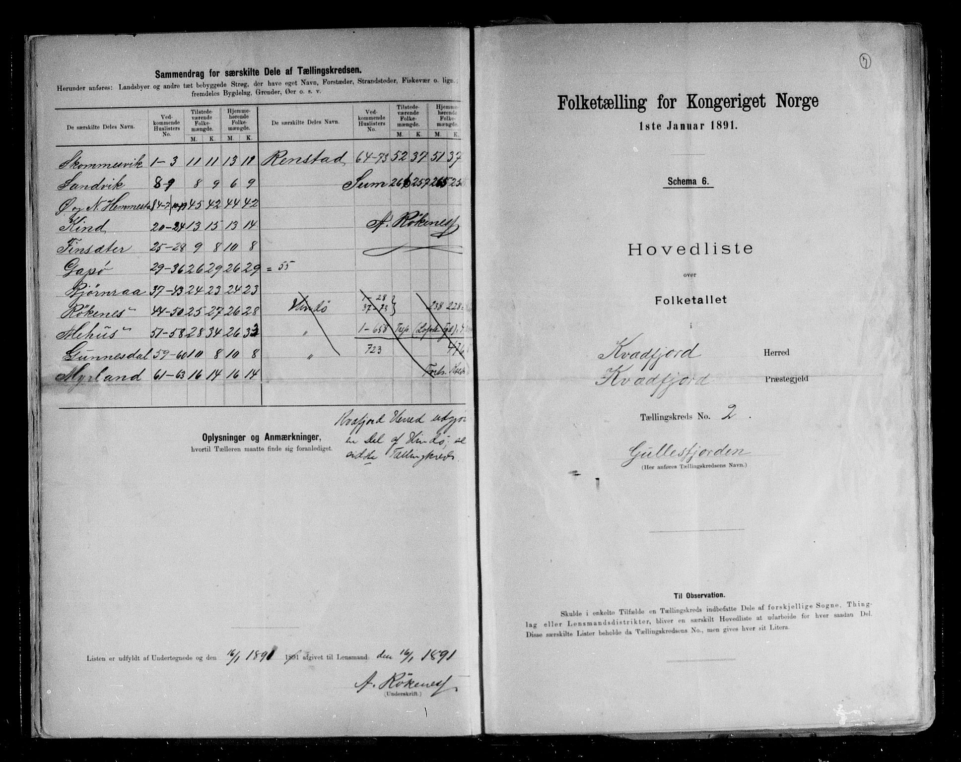 RA, 1891 census for 1911 Kvæfjord, 1891, p. 7