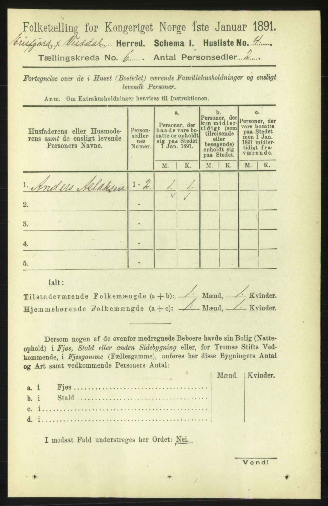 RA, 1891 census for 1542 Eresfjord og Vistdal, 1891, p. 1459