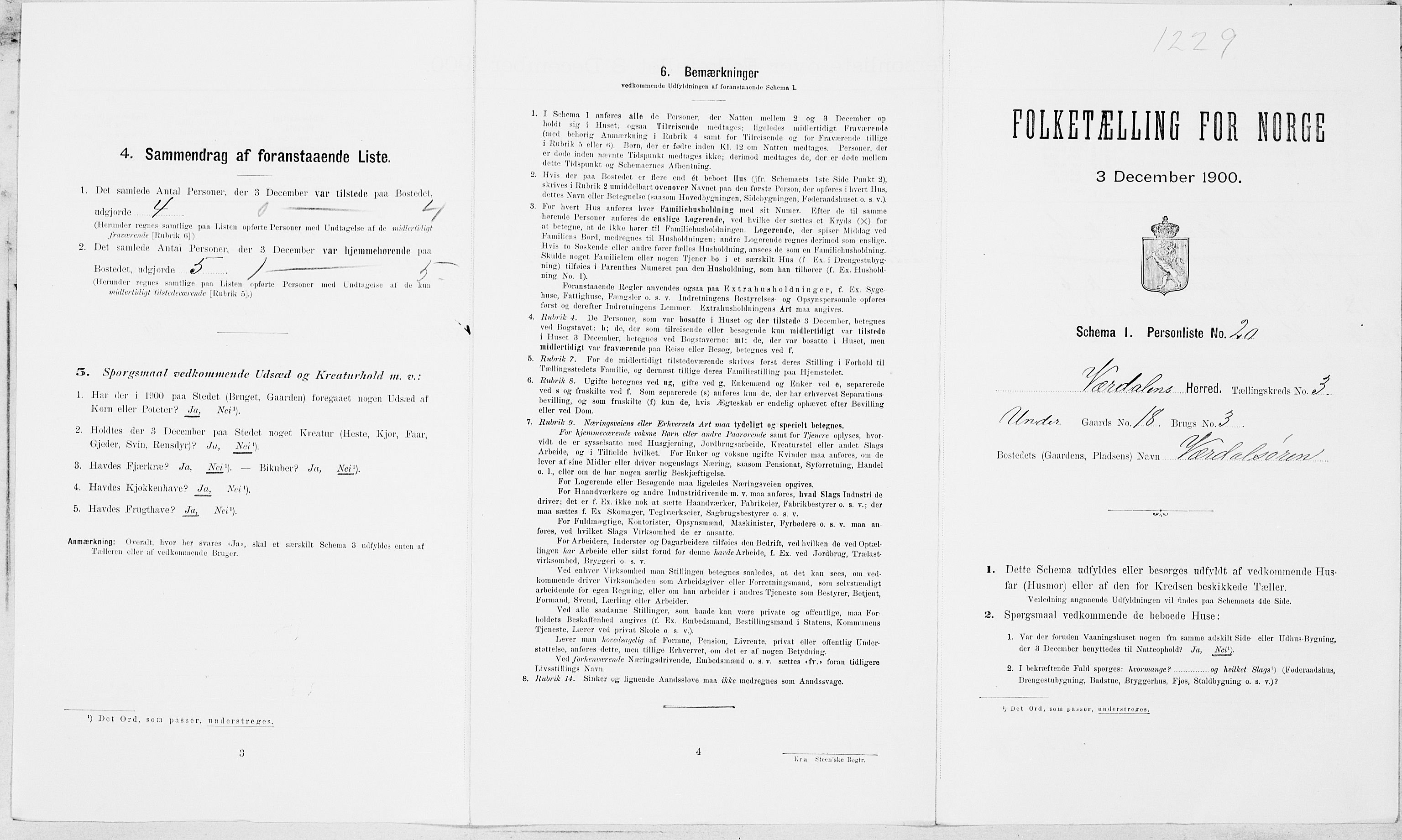 SAT, 1900 census for Verdal, 1900, p. 445