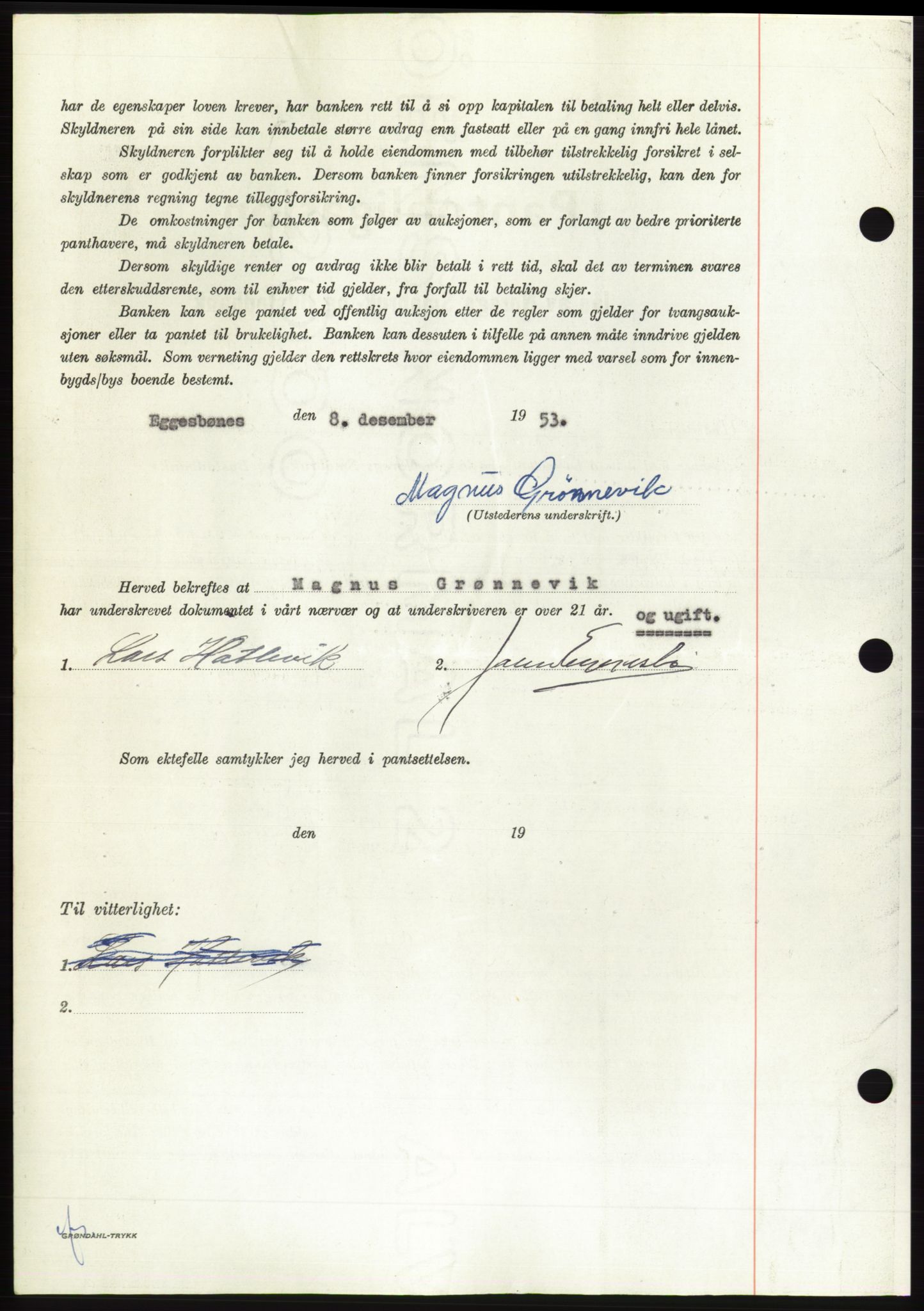 Søre Sunnmøre sorenskriveri, AV/SAT-A-4122/1/2/2C/L0124: Mortgage book no. 12B, 1953-1954, Diary no: : 36/1954