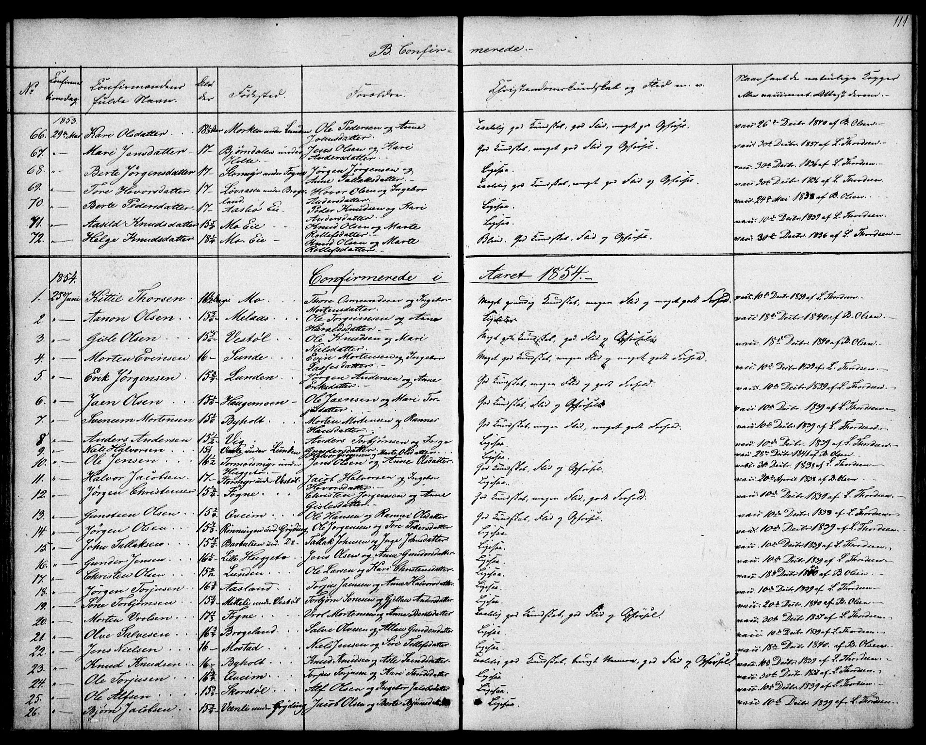 Gjerstad sokneprestkontor, AV/SAK-1111-0014/F/Fa/Faa/L0006: Parish register (official) no. A 6, 1841-1857, p. 111