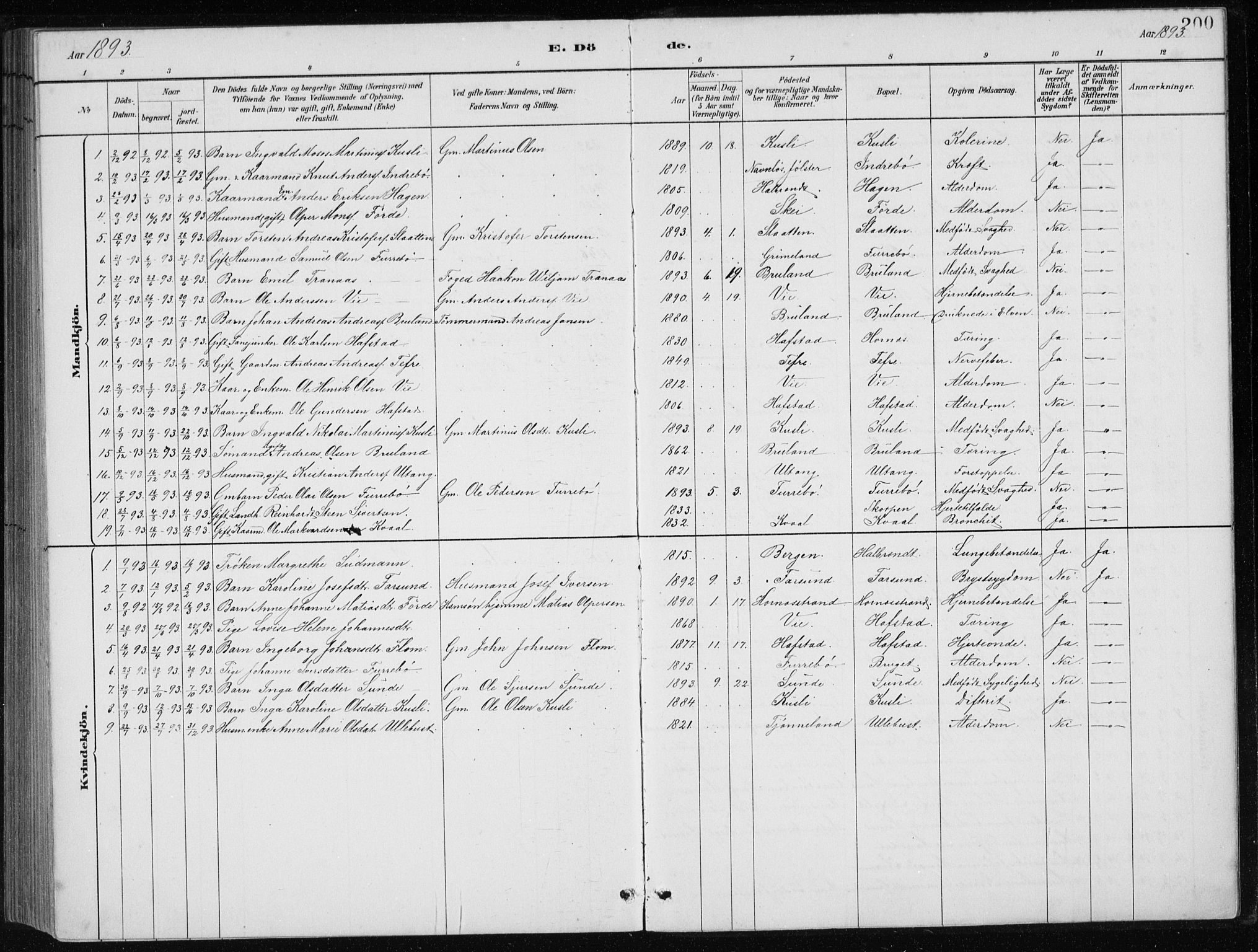 Førde sokneprestembete, SAB/A-79901/H/Hab/Haba/L0002: Parish register (copy) no. A 2, 1881-1898, p. 200