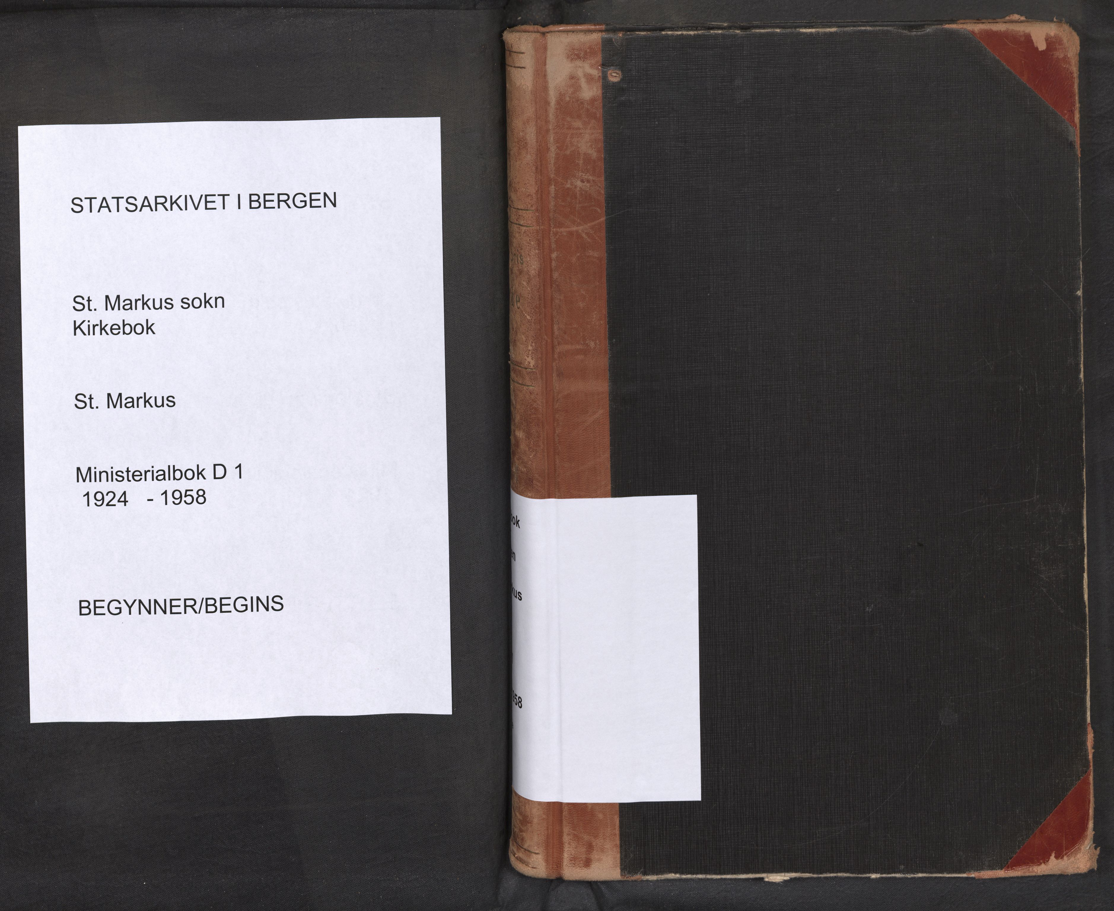 St. Markus sokneprestembete, AV/SAB-A-99935: Parish register (official) no. D 1, 1924-1958