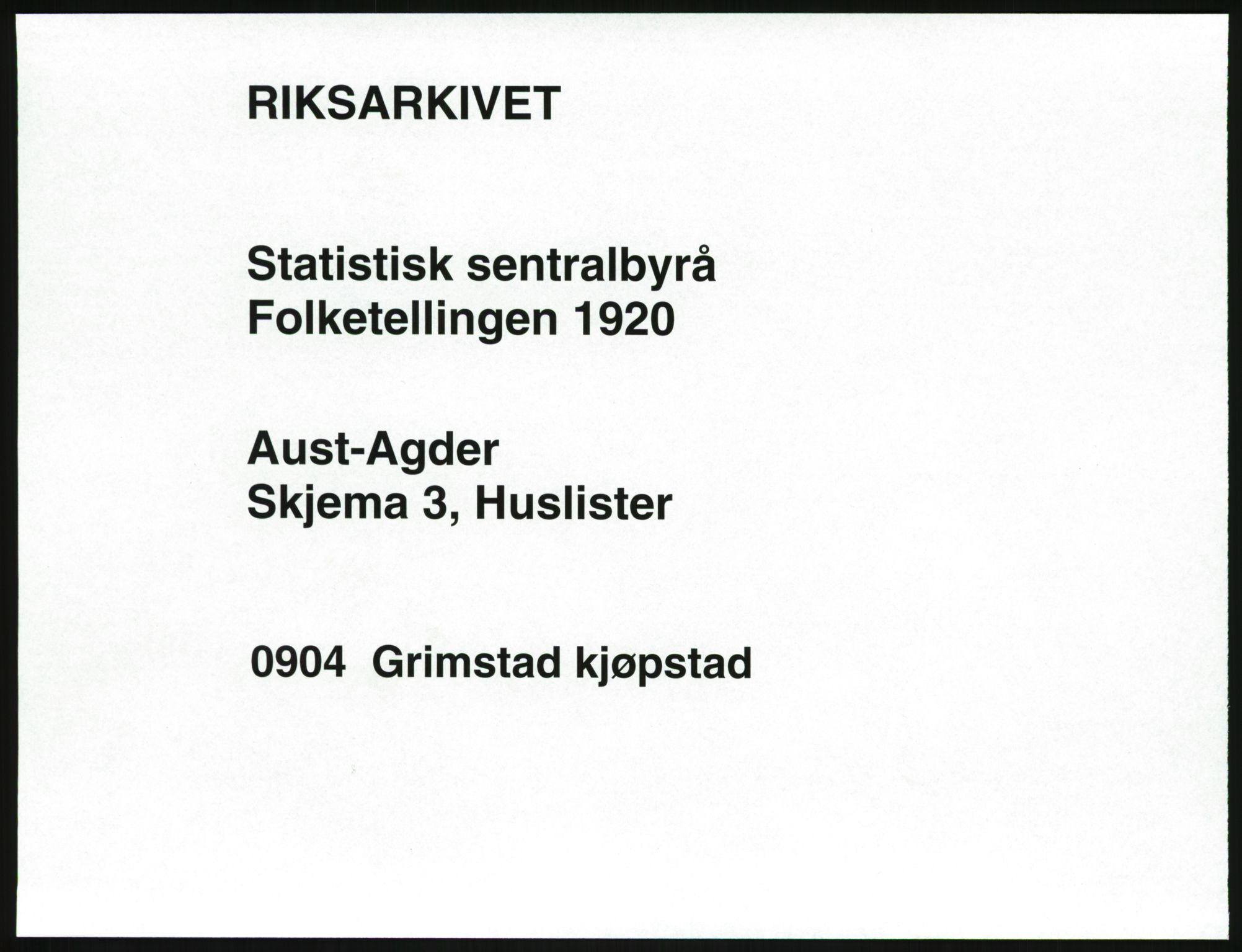 SAK, 1920 census for Grimstad, 1920, p. 21