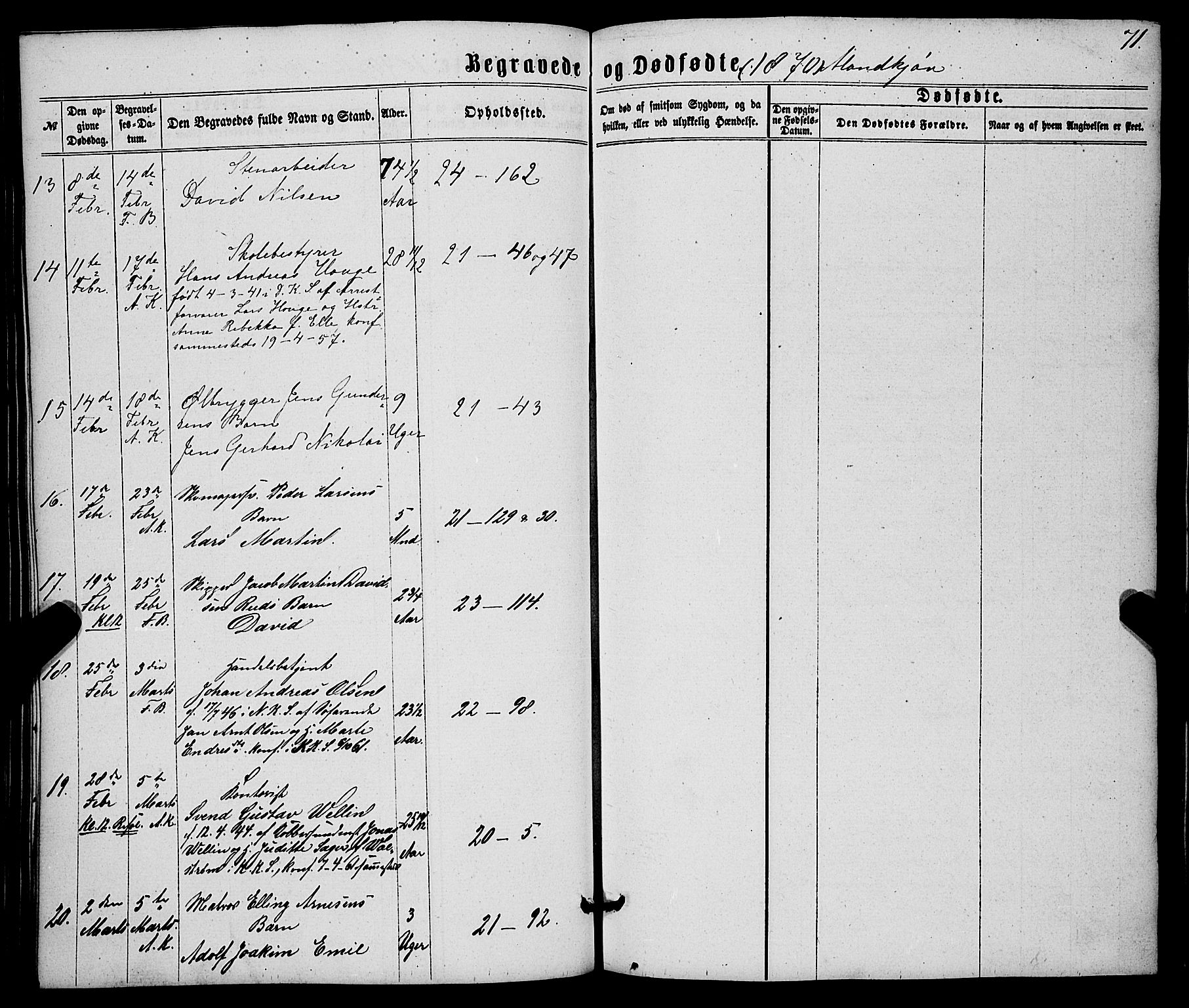 Korskirken sokneprestembete, AV/SAB-A-76101/H/Haa/L0045: Parish register (official) no. E 3, 1863-1875, p. 71