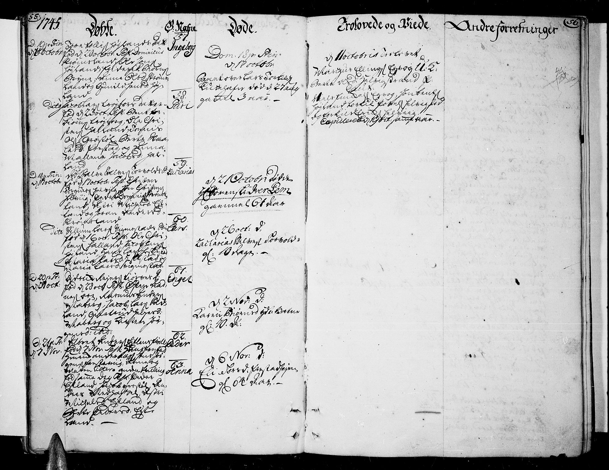 Lista sokneprestkontor, AV/SAK-1111-0027/F/Fa/L0003: Parish register (official) no. A 3 /1, 1743-1767, p. 55-56