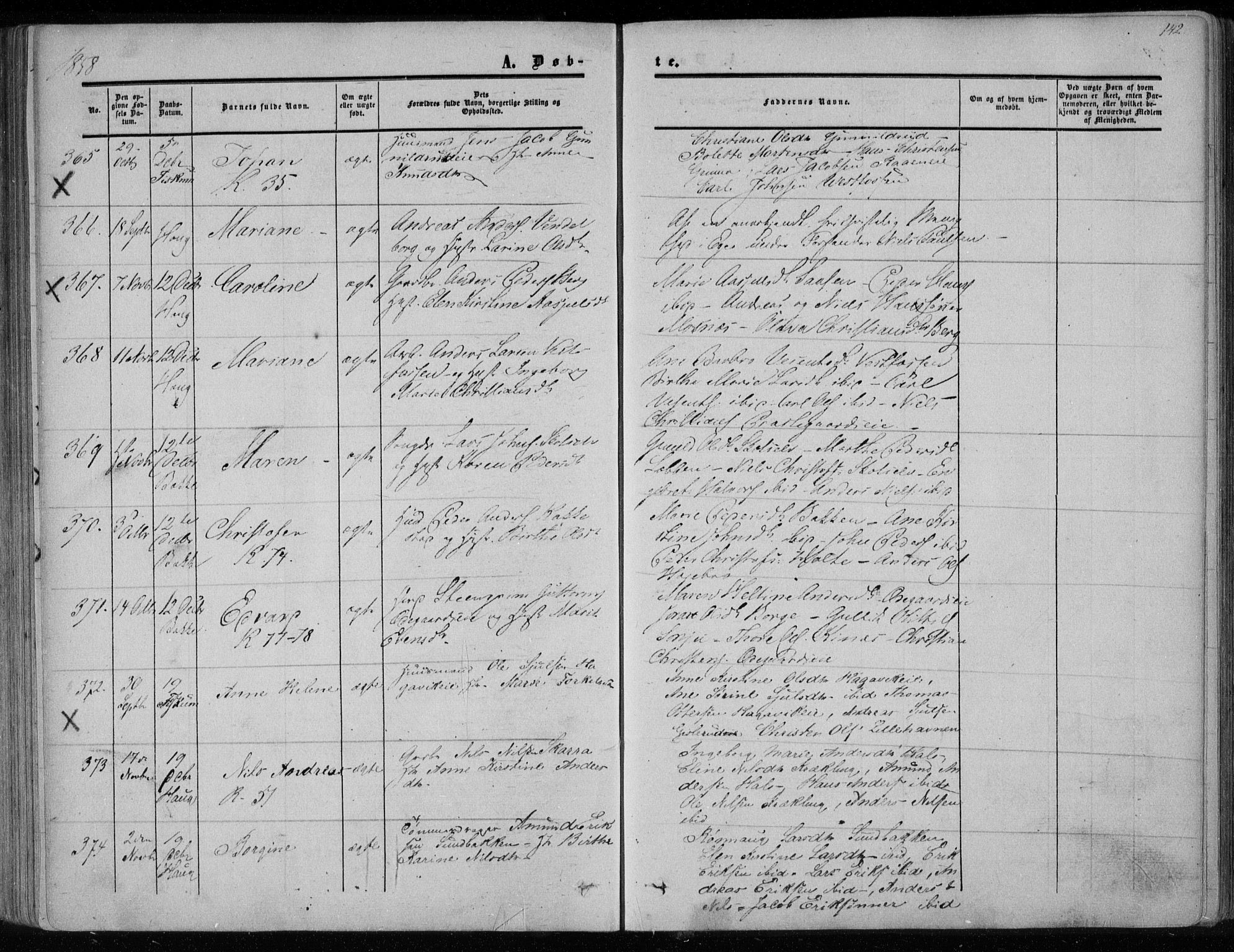 Eiker kirkebøker, AV/SAKO-A-4/F/Fa/L0015a: Parish register (official) no. I 15A, 1854-1860, p. 142