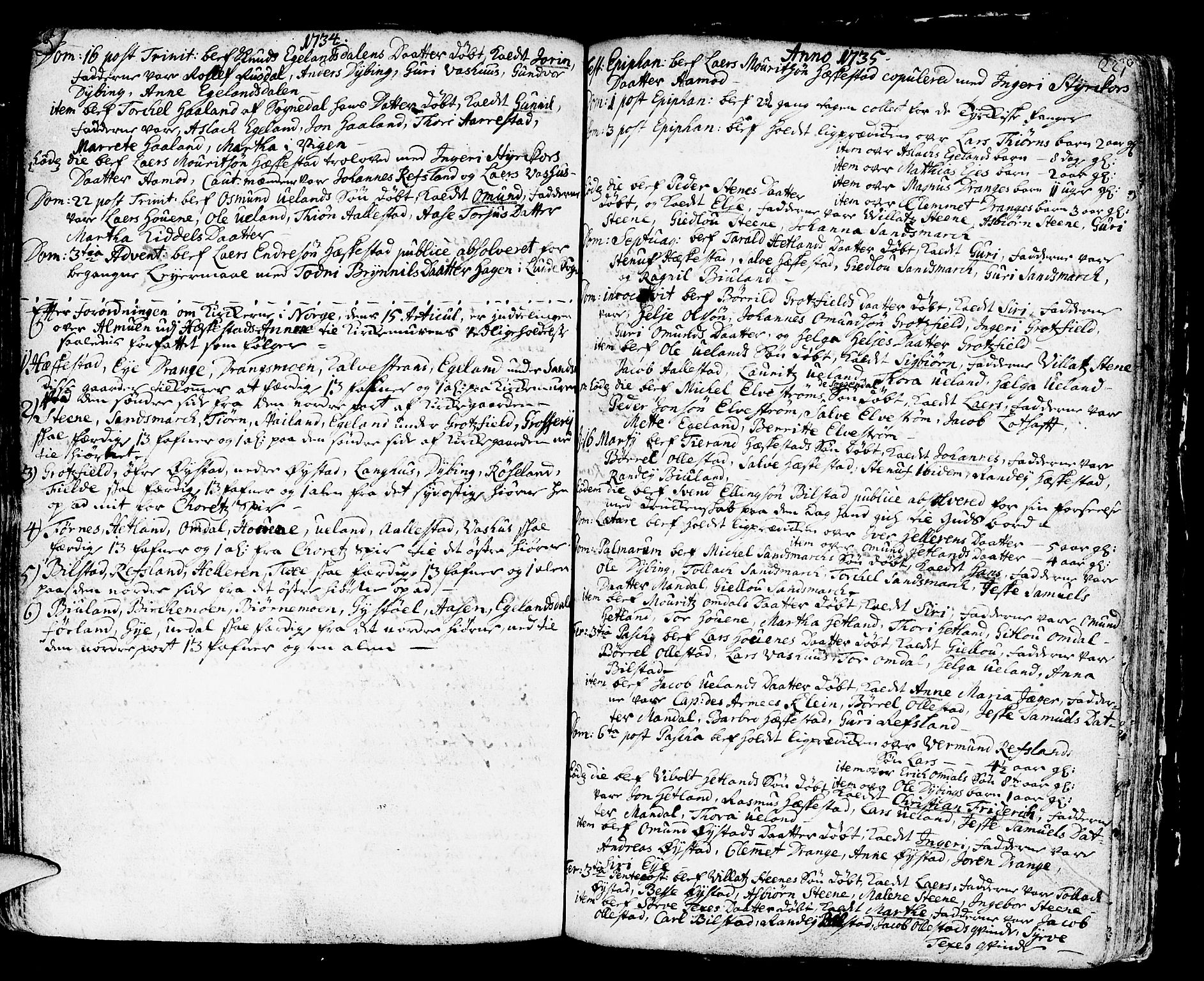 Helleland sokneprestkontor, SAST/A-101810: Parish register (official) no. A 1 /3, 1713-1761, p. 227