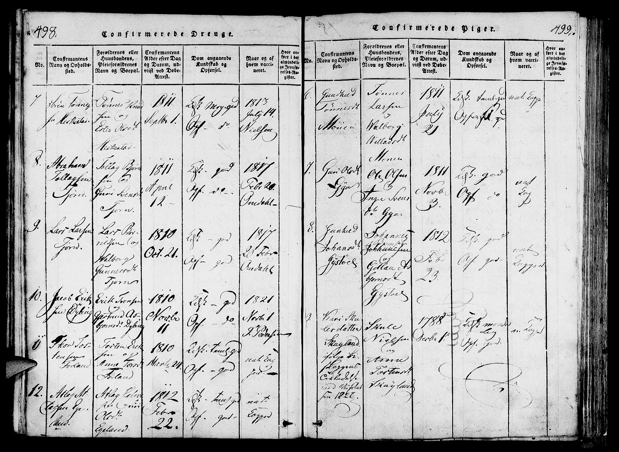 Lund sokneprestkontor, SAST/A-101809/S06/L0006: Parish register (official) no. A 6, 1816-1839, p. 498-499