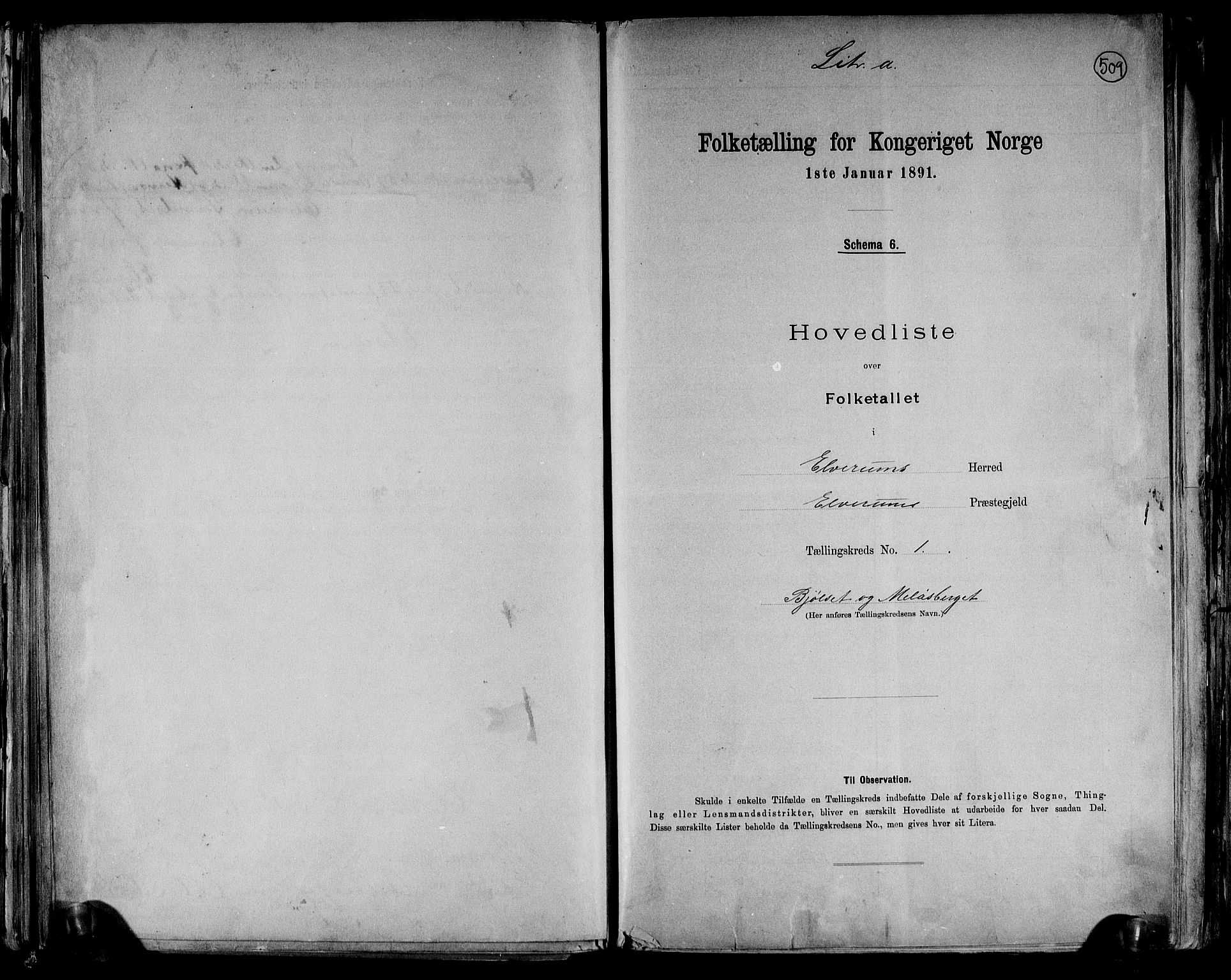 RA, 1891 census for 0427 Elverum, 1891, p. 4