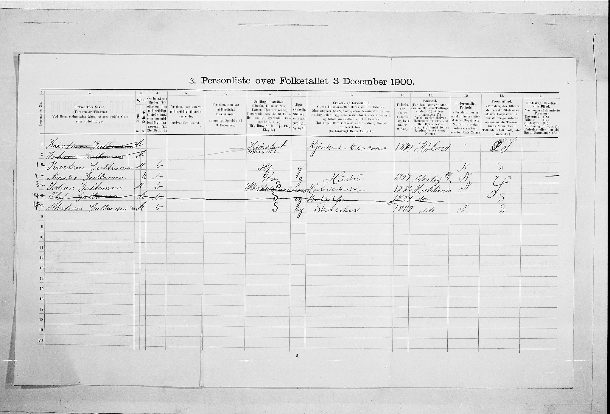 SAO, 1900 census for Kristiania, 1900, p. 108530
