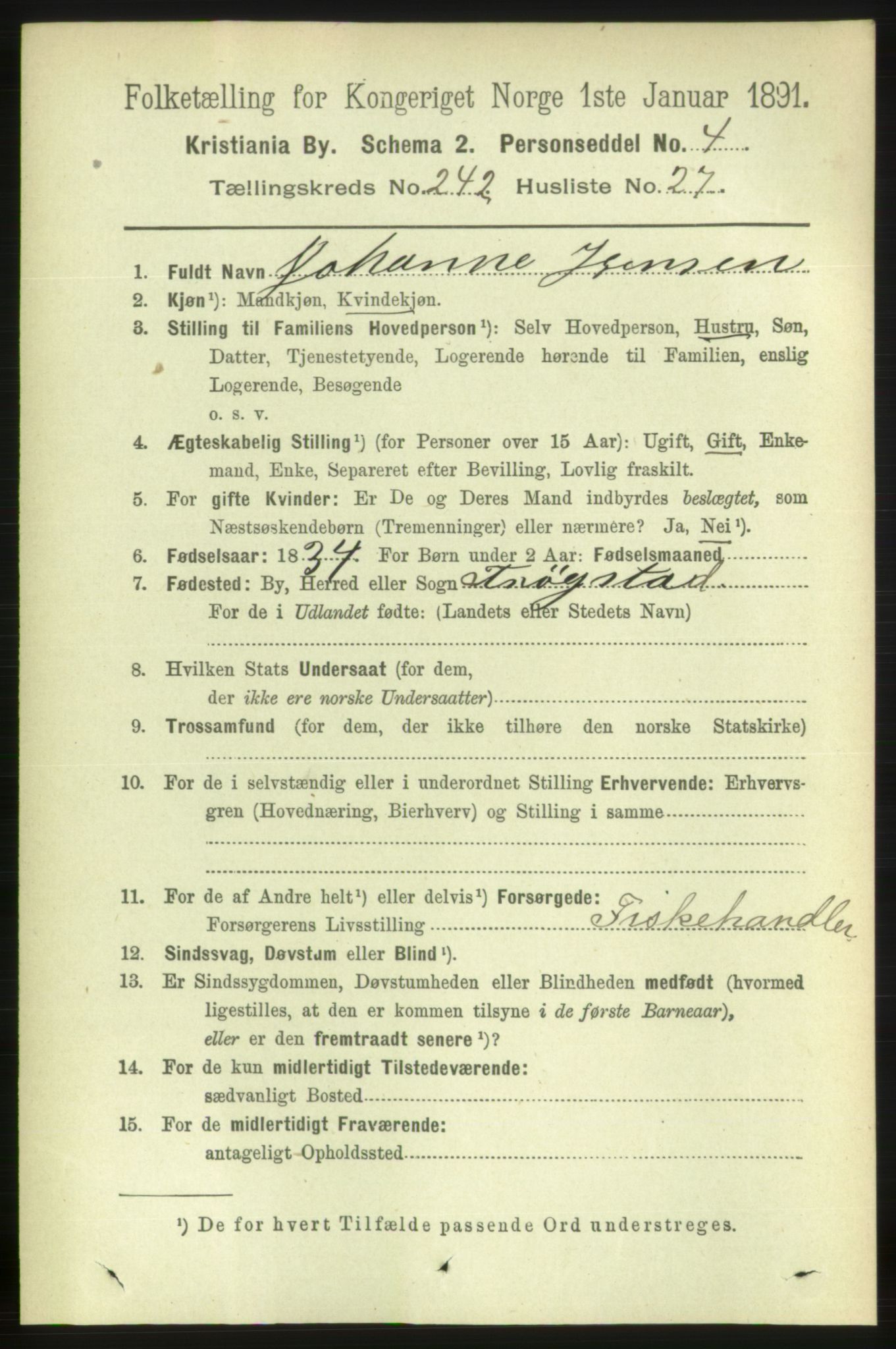 RA, 1891 census for 0301 Kristiania, 1891, p. 147667