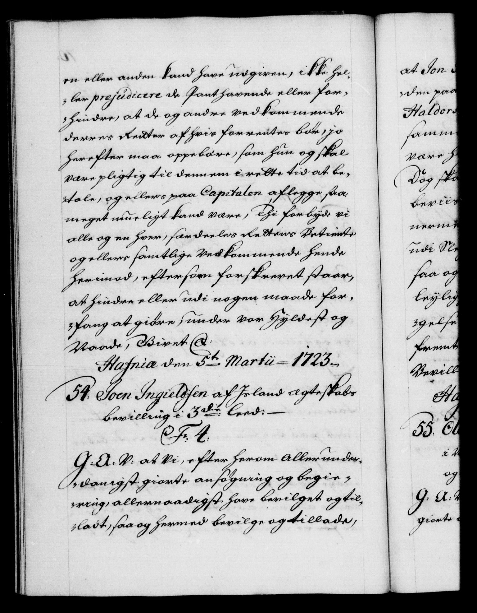 Danske Kanselli 1572-1799, AV/RA-EA-3023/F/Fc/Fca/Fcaa/L0024: Norske registre, 1723-1725, p. 70b
