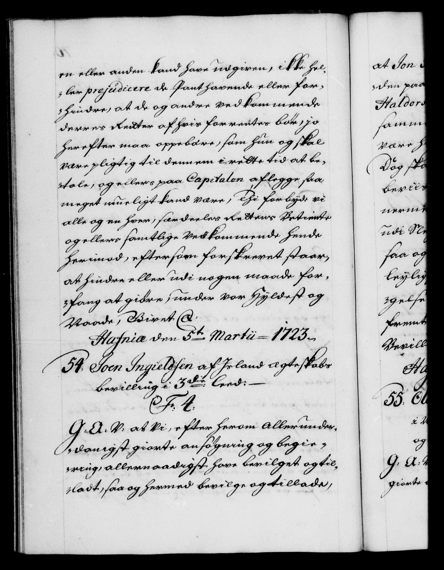 Danske Kanselli 1572-1799, AV/RA-EA-3023/F/Fc/Fca/Fcaa/L0024: Norske registre, 1723-1725, p. 70b