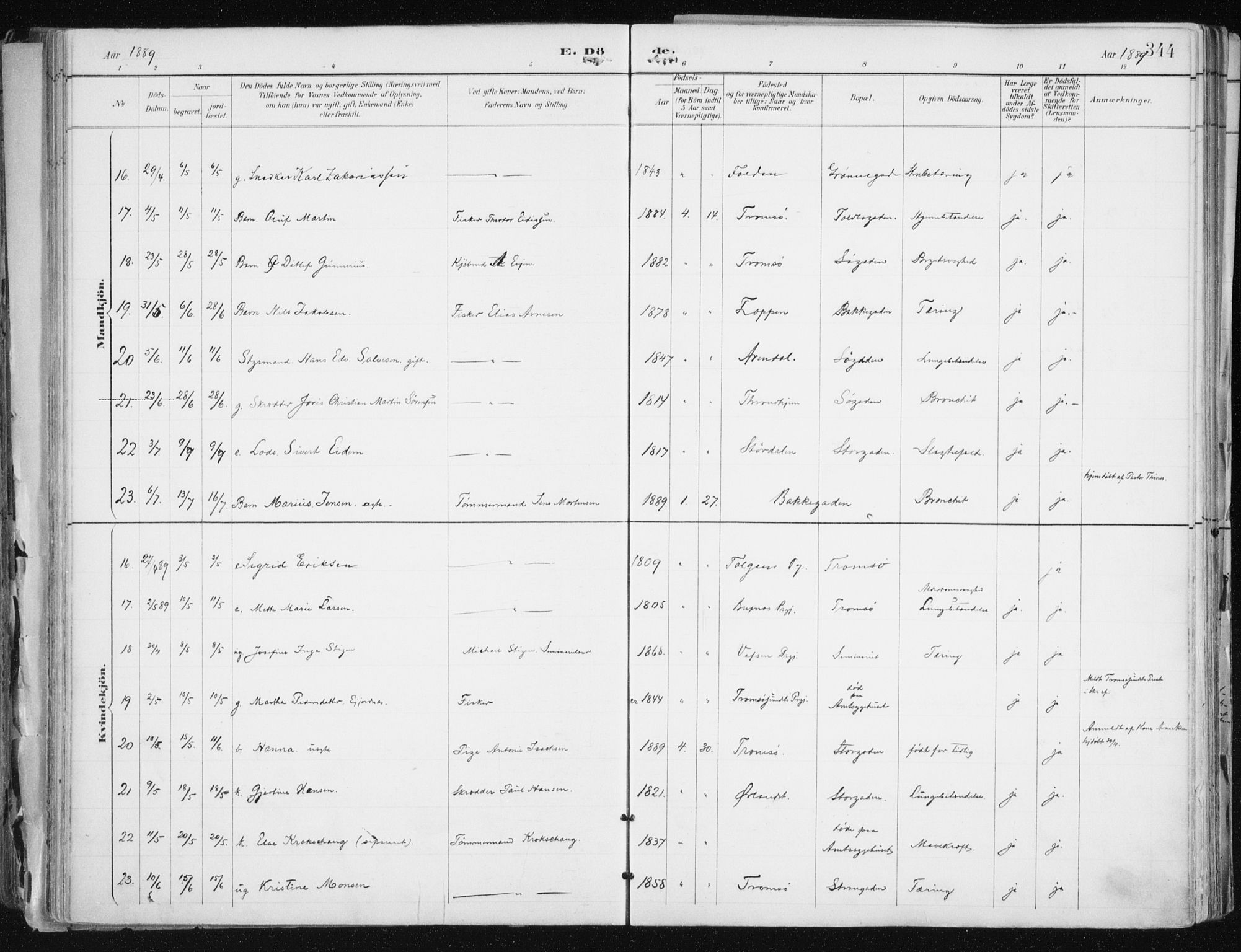 Tromsø sokneprestkontor/stiftsprosti/domprosti, SATØ/S-1343/G/Ga/L0015kirke: Parish register (official) no. 15, 1889-1899, p. 344