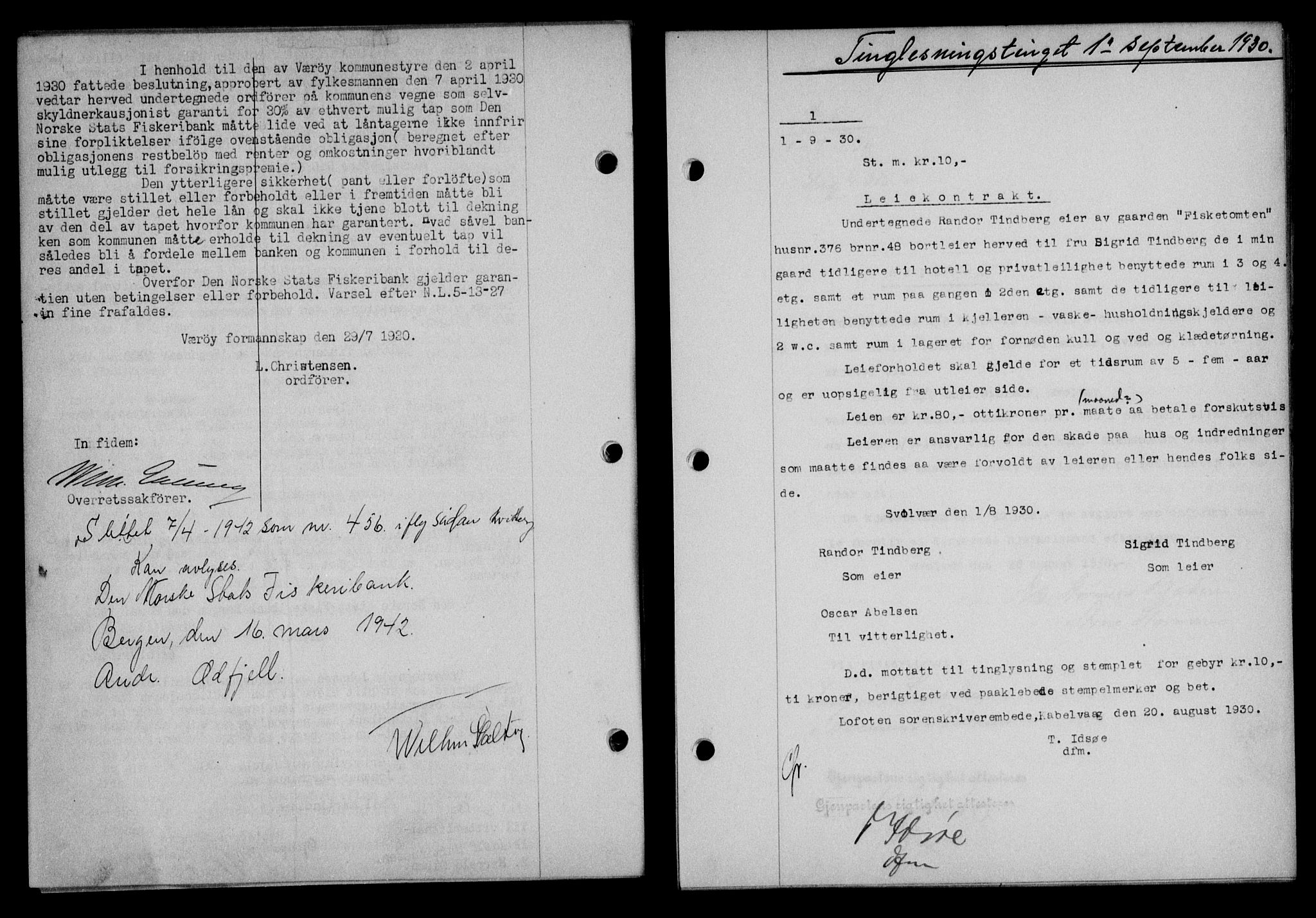 Lofoten sorenskriveri, SAT/A-0017/1/2/2C/L0022b: Mortgage book no. 22b, 1930-1930, Deed date: 01.09.1930