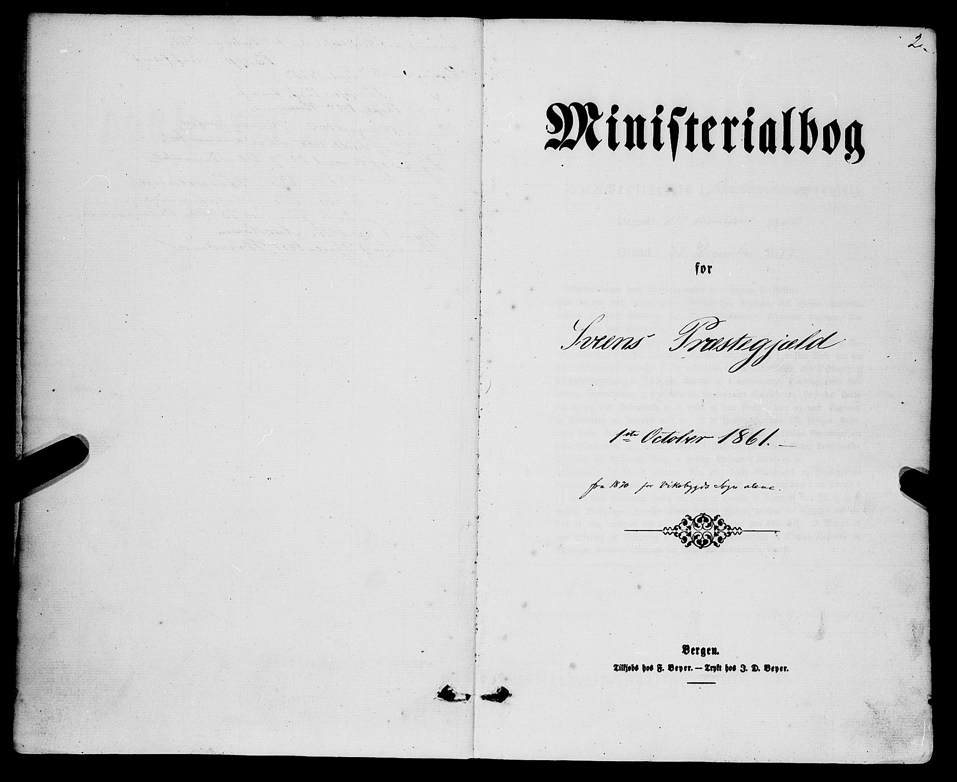 Sveio Sokneprestembete, SAB/A-78501/H/Haa: Parish register (official) no. A 1, 1861-1877, p. 2