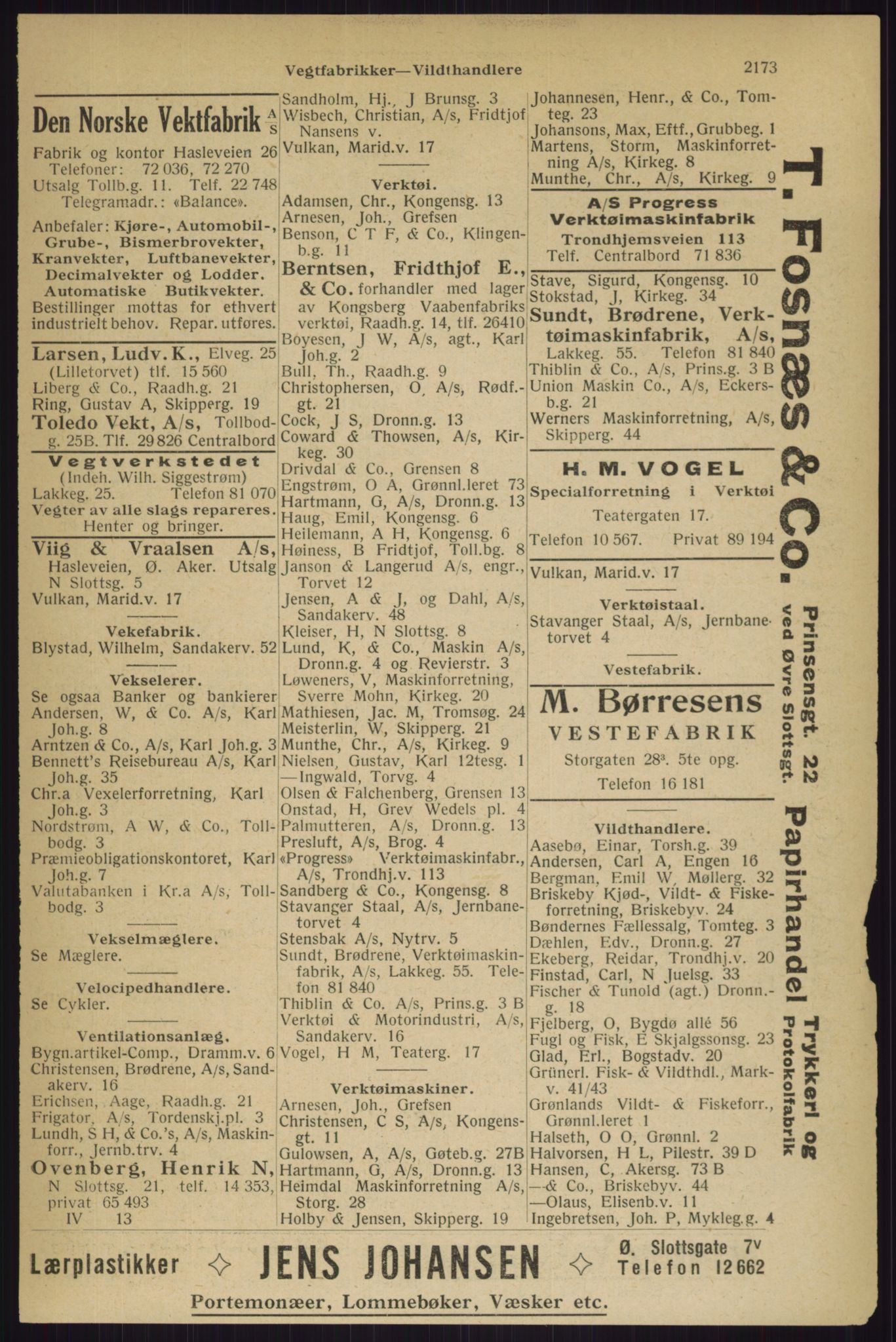 Kristiania/Oslo adressebok, PUBL/-, 1927, p. 2173