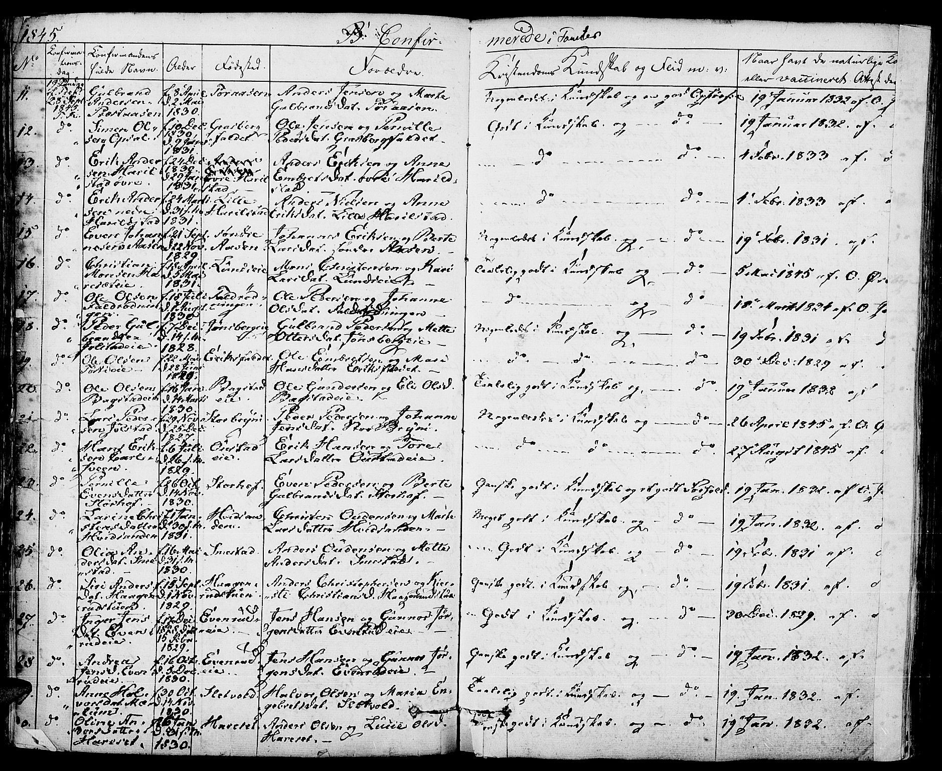 Romedal prestekontor, AV/SAH-PREST-004/K/L0003: Parish register (official) no. 3, 1829-1846, p. 182