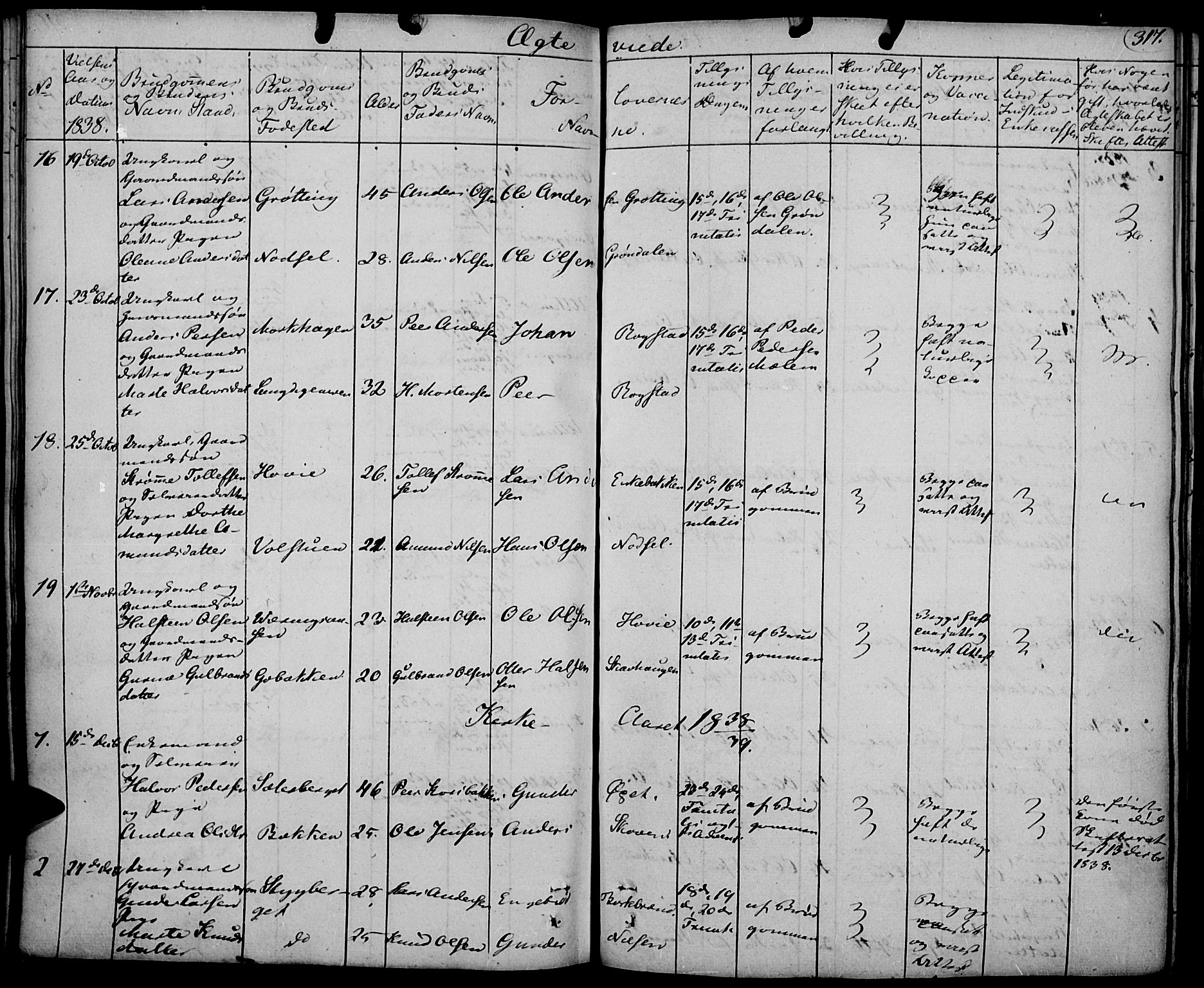 Elverum prestekontor, SAH/PREST-044/H/Ha/Haa/L0008: Parish register (official) no. 8, 1830-1842, p. 317