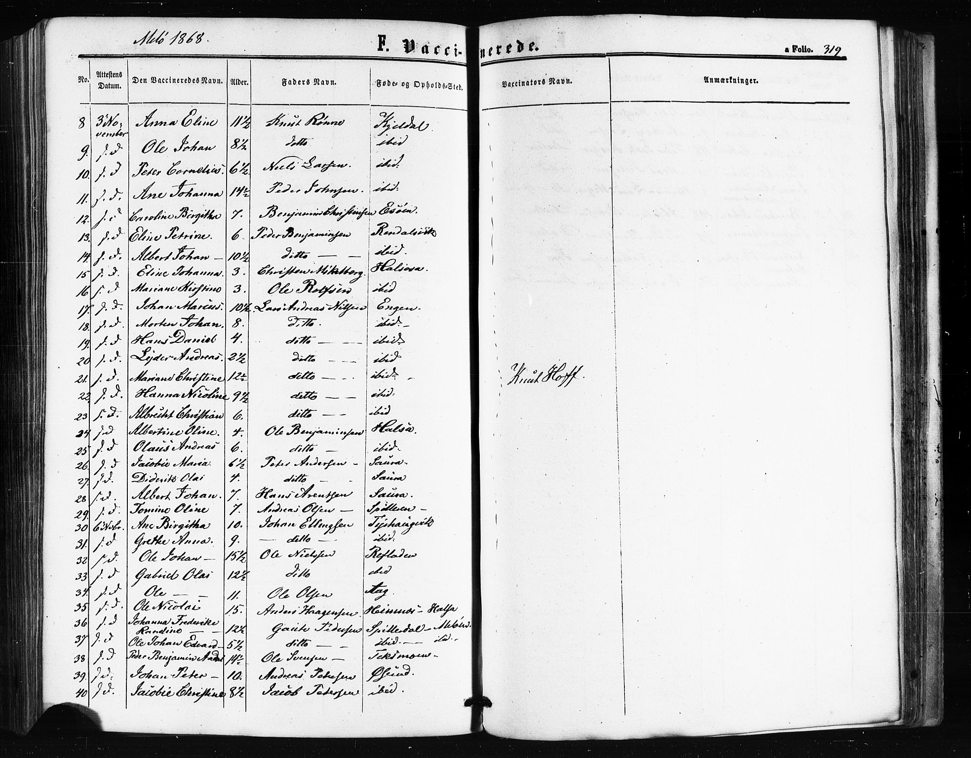 Ministerialprotokoller, klokkerbøker og fødselsregistre - Nordland, AV/SAT-A-1459/841/L0607: Parish register (official) no. 841A11 /2, 1863-1877, p. 319