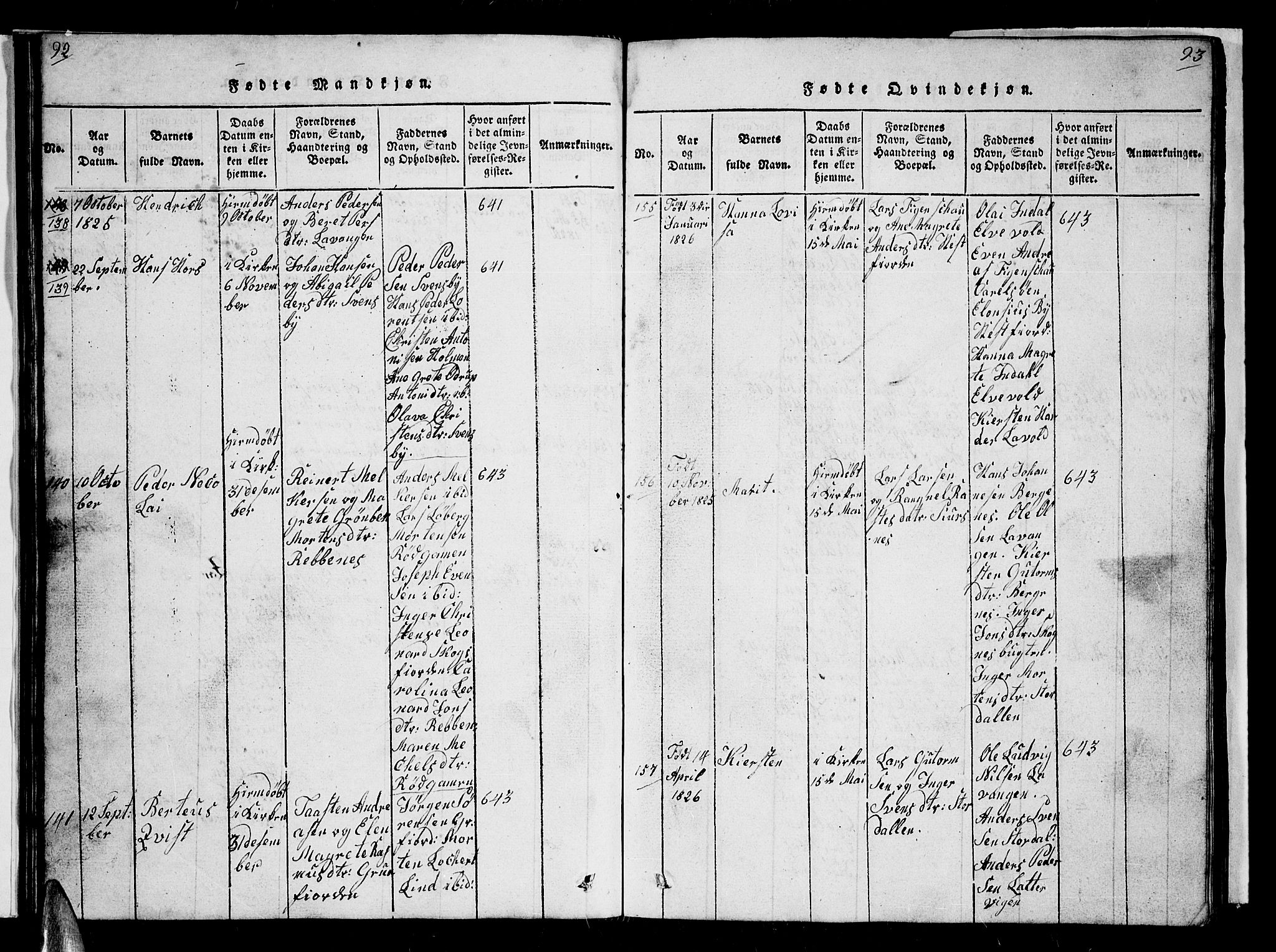 Karlsøy sokneprestembete, AV/SATØ-S-1299/H/Ha/Hab/L0001klokker: Parish register (copy) no. 1, 1821-1840, p. 92-93