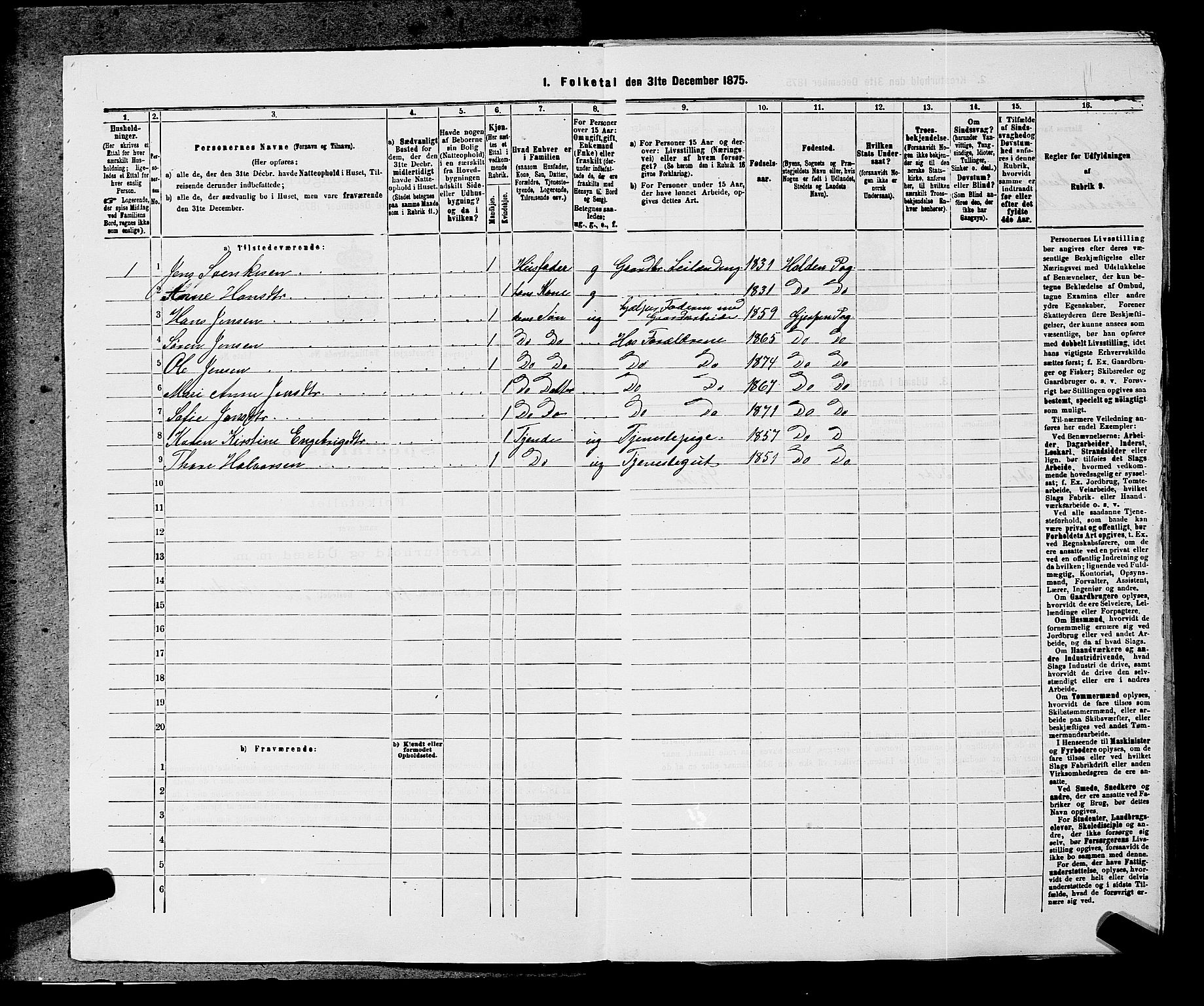 SAKO, 1875 census for 0812P Gjerpen, 1875, p. 474