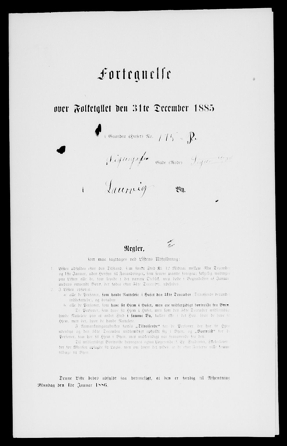 SAKO, 1885 census for 0707 Larvik, 1885, p. 576