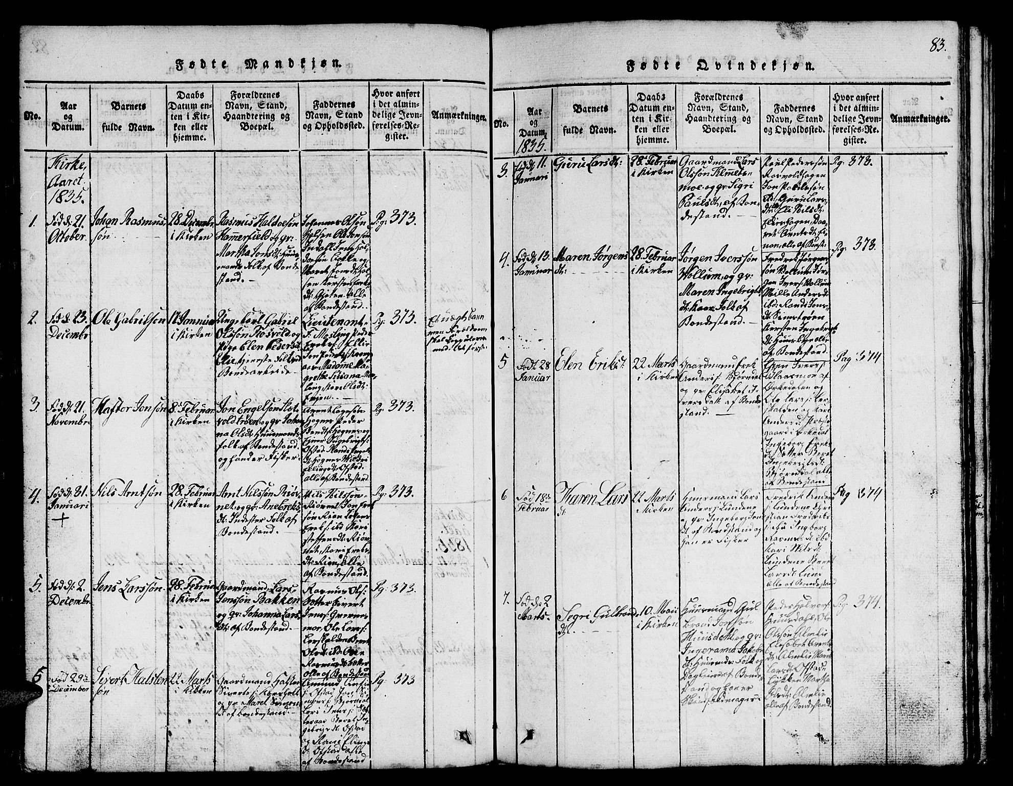 Ministerialprotokoller, klokkerbøker og fødselsregistre - Sør-Trøndelag, SAT/A-1456/665/L0776: Parish register (copy) no. 665C01, 1817-1837, p. 83