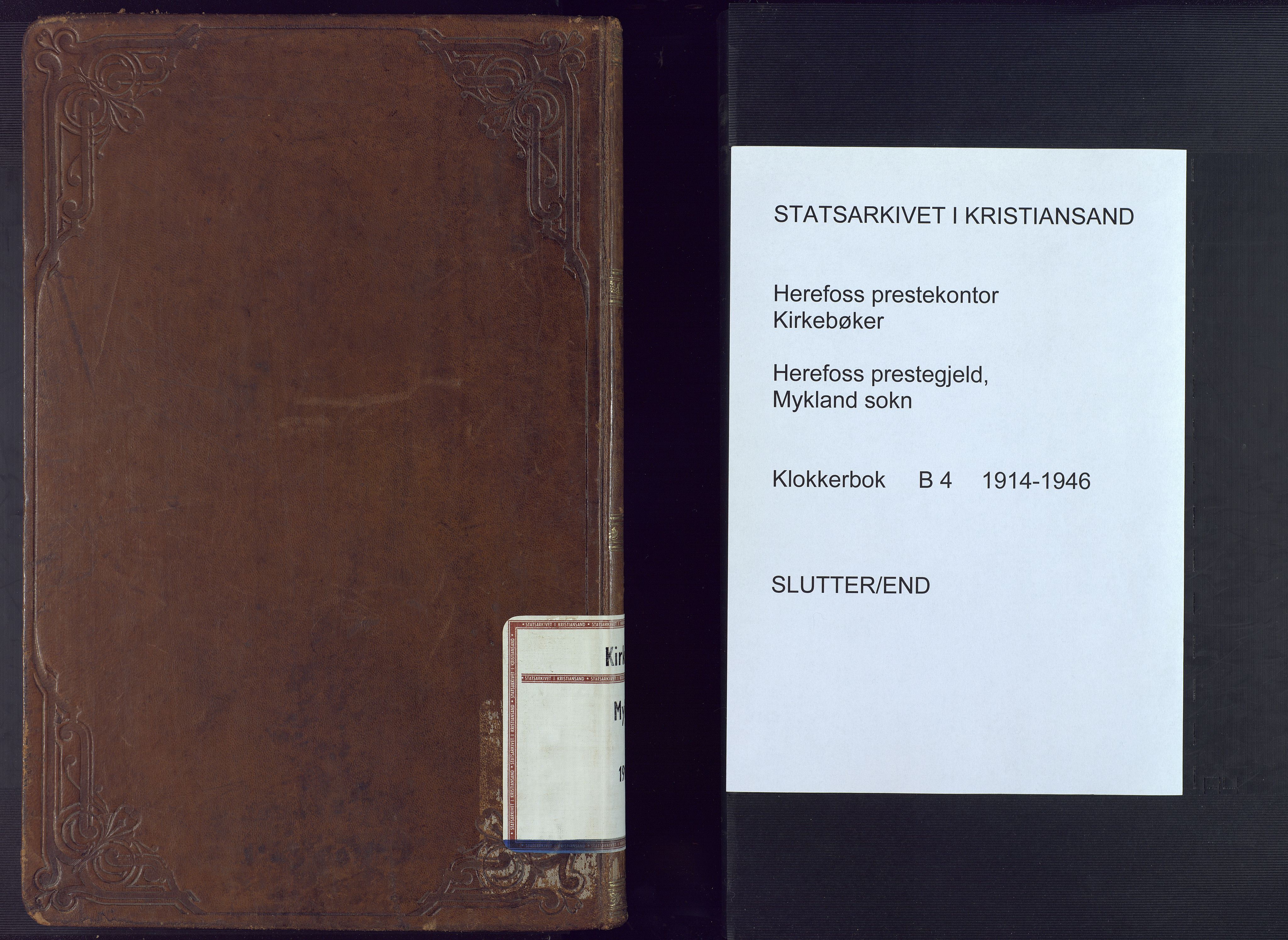 Herefoss sokneprestkontor, SAK/1111-0019/F/Fb/Fbc/L0004: Parish register (copy) no. B 4, 1914-1946
