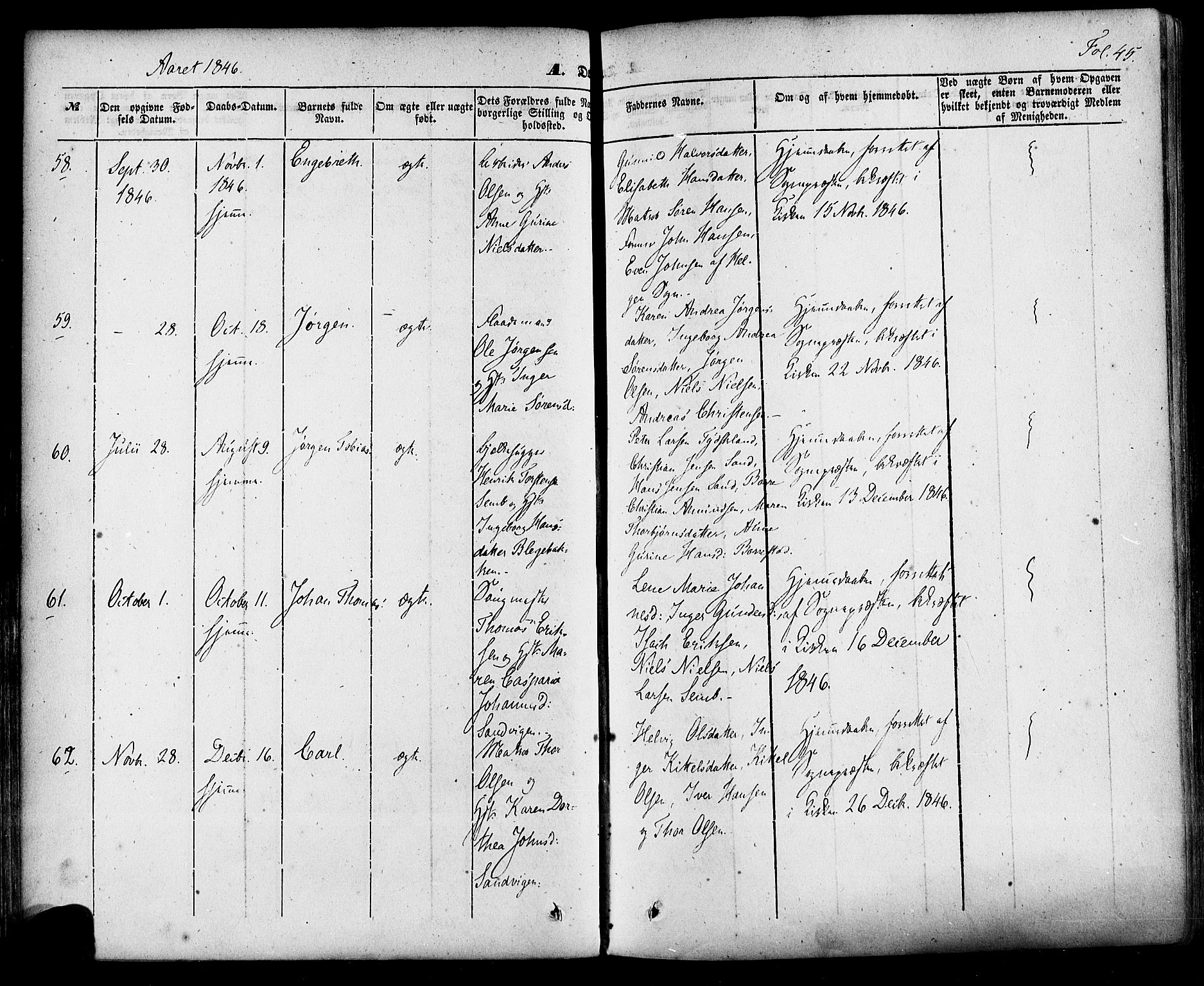 Skien kirkebøker, AV/SAKO-A-302/F/Fa/L0006a: Parish register (official) no. 6A, 1843-1856, p. 45