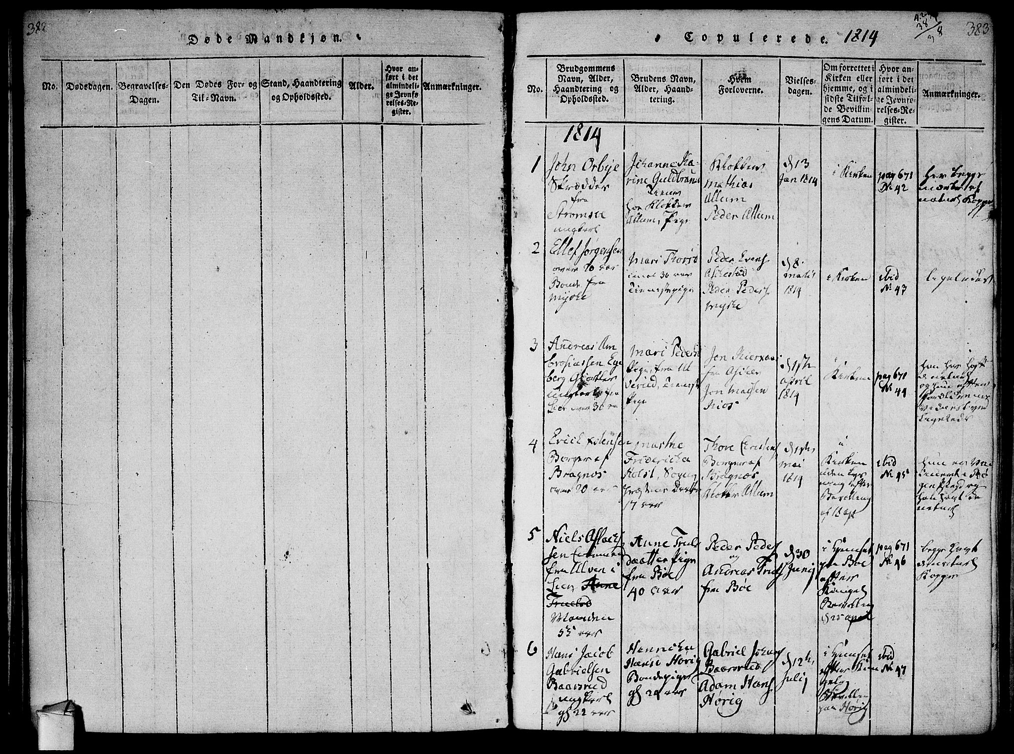 Røyken kirkebøker, SAKO/A-241/F/Fa/L0004: Parish register (official) no. 4, 1814-1832, p. 382-383