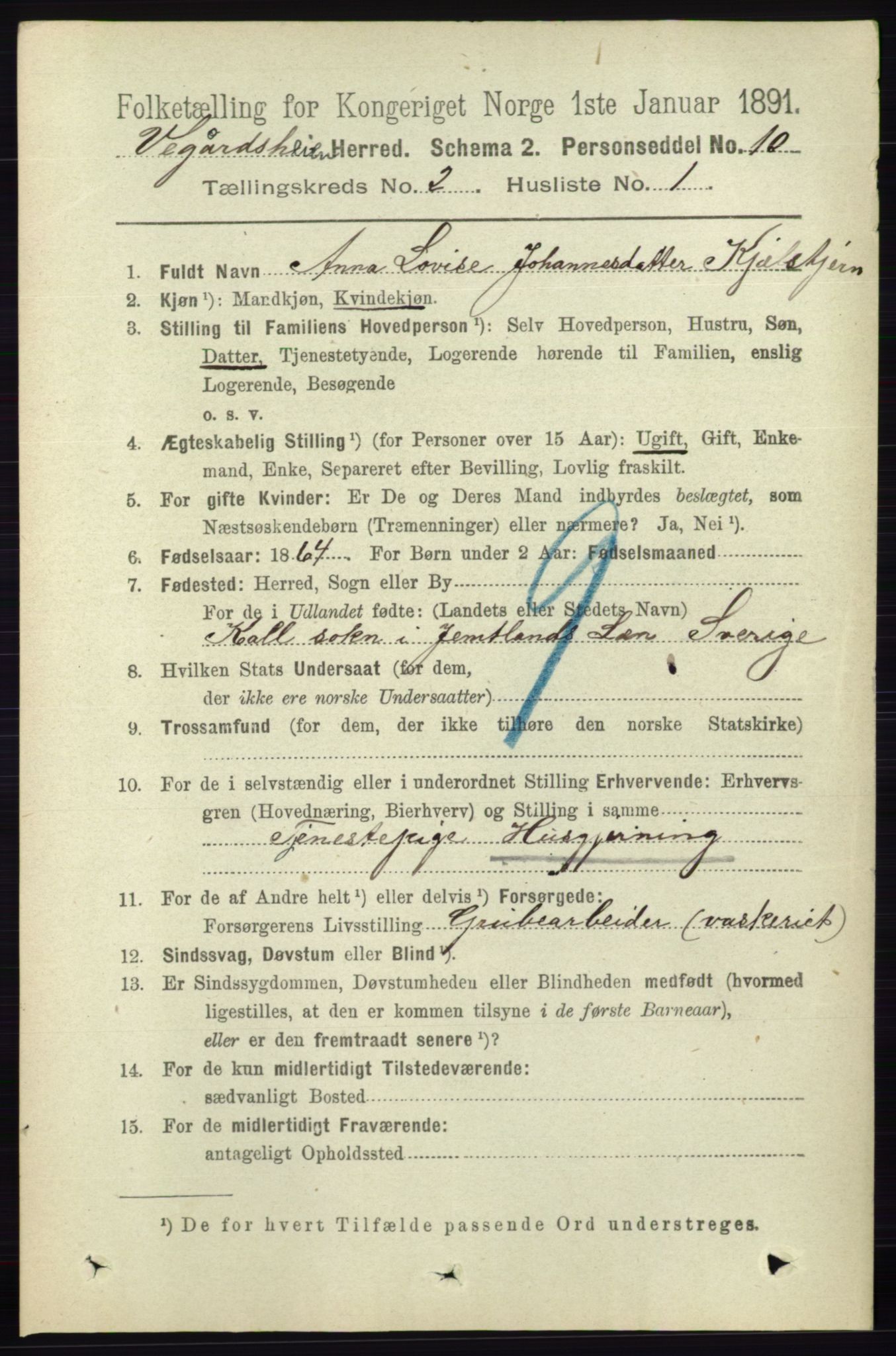 RA, 1891 census for 0912 Vegårshei, 1891, p. 367