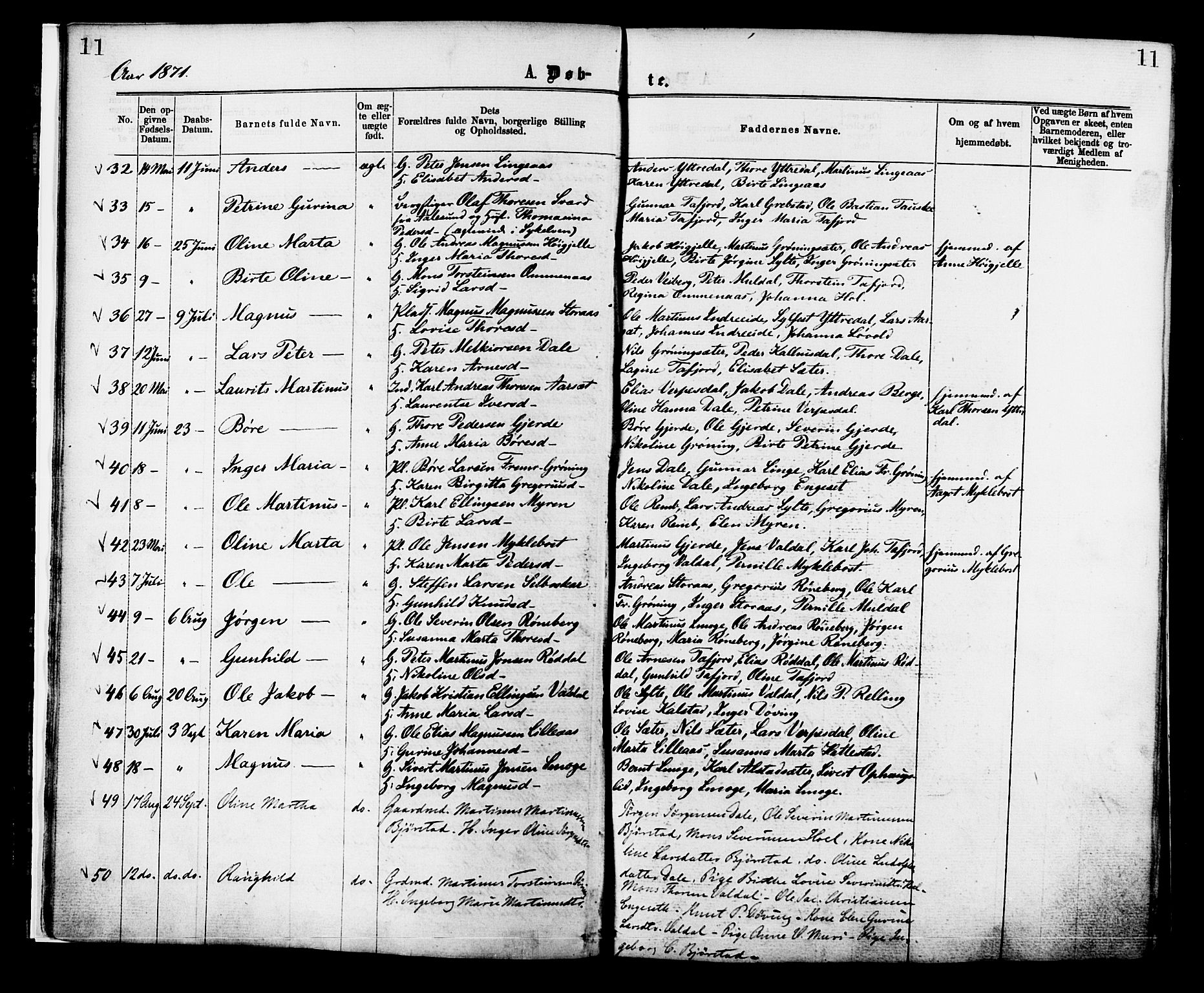 Ministerialprotokoller, klokkerbøker og fødselsregistre - Møre og Romsdal, AV/SAT-A-1454/519/L0254: Parish register (official) no. 519A13, 1868-1883, p. 11