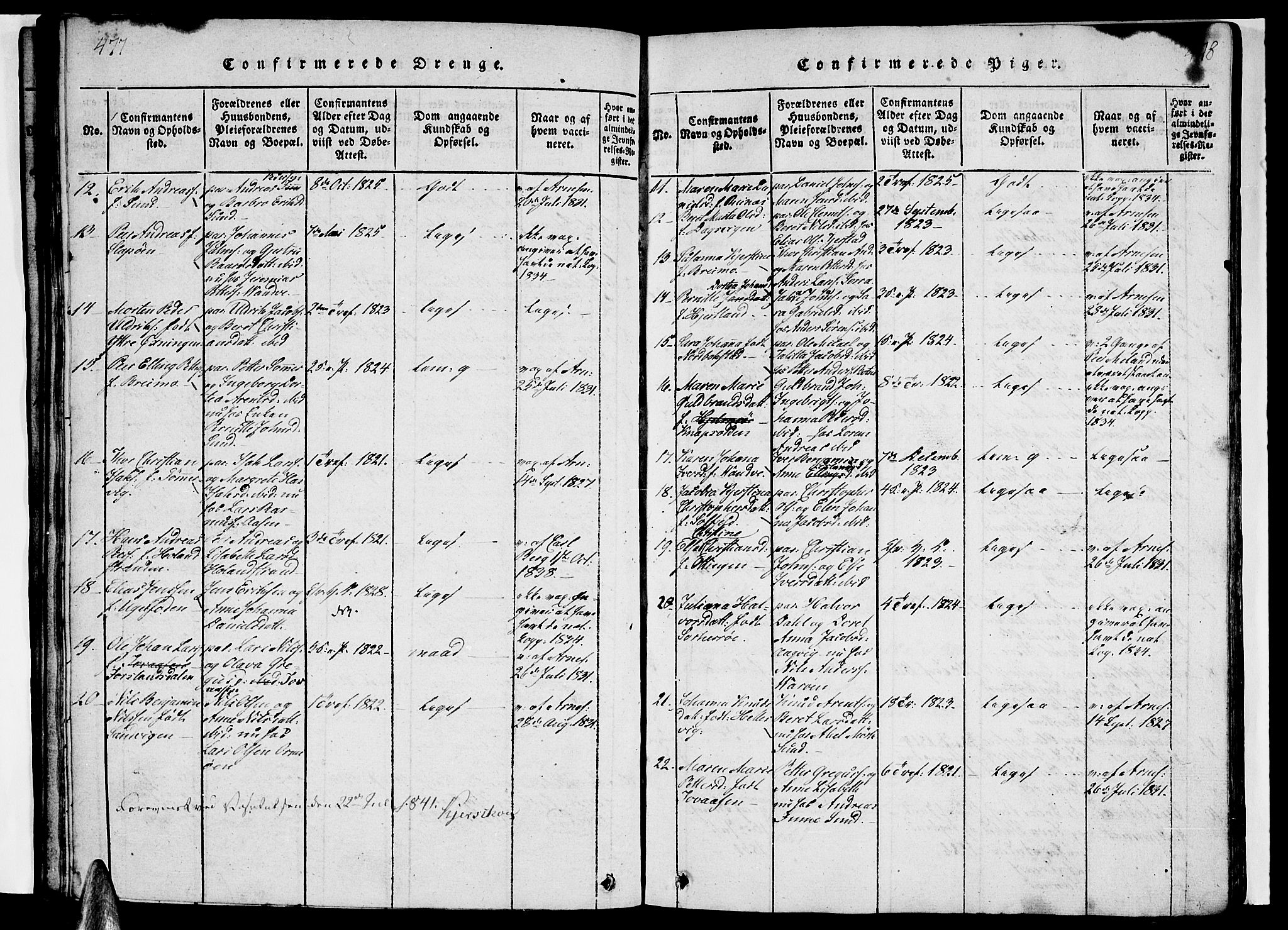 Ministerialprotokoller, klokkerbøker og fødselsregistre - Nordland, AV/SAT-A-1459/831/L0474: Parish register (copy) no. 831C01, 1820-1850, p. 477-478