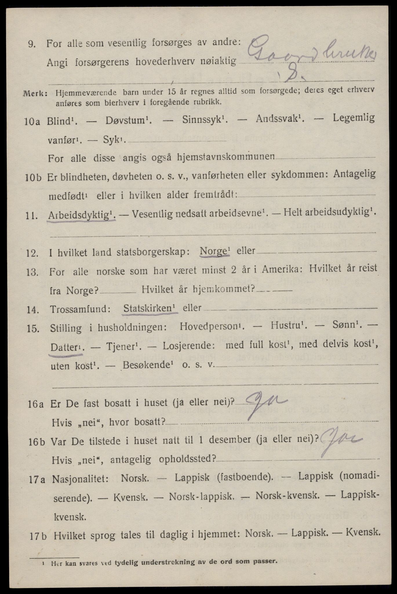 SAT, 1920 census for Flakstad, 1920, p. 1232