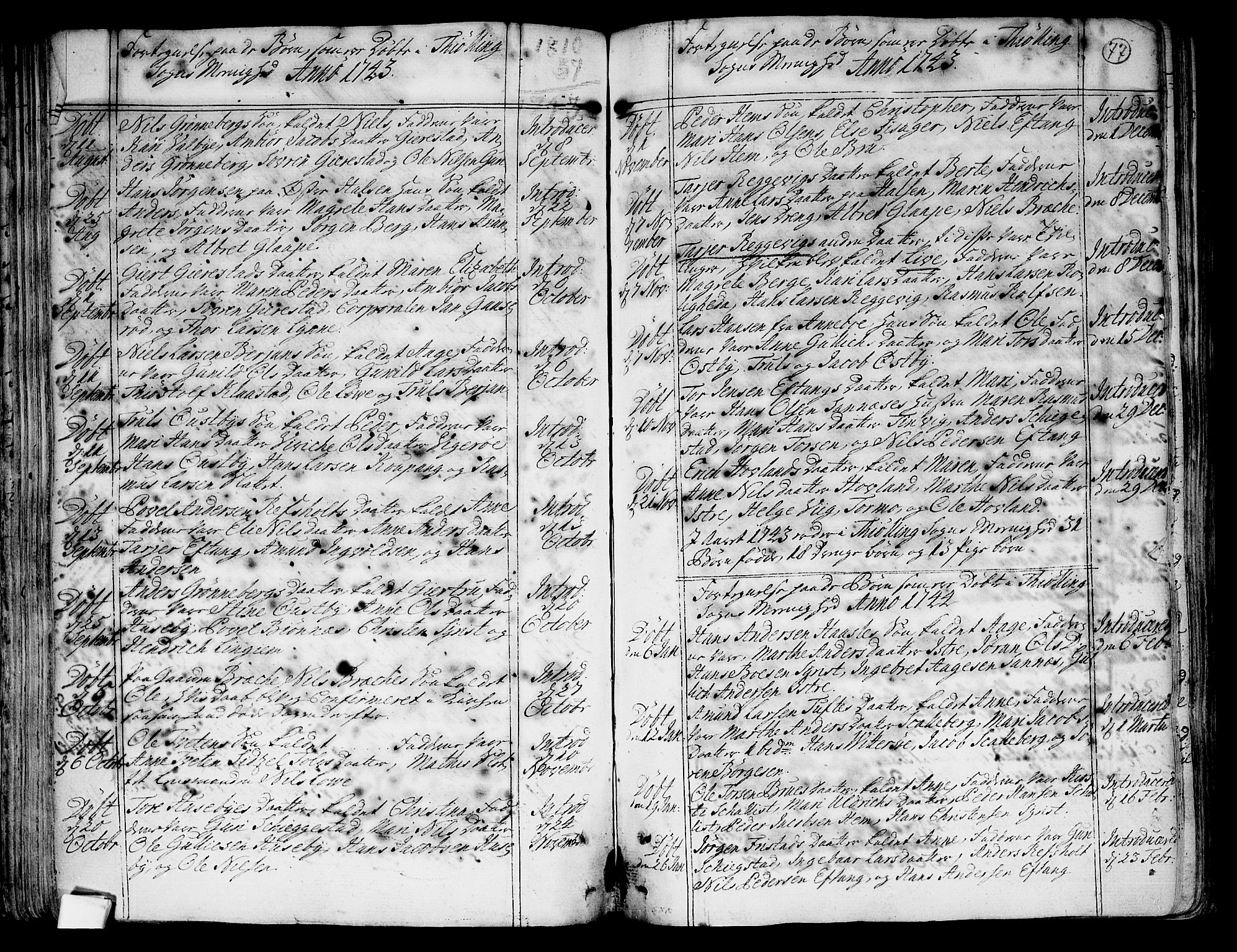 Tjølling kirkebøker, AV/SAKO-A-60/F/Fa/L0003: Parish register (official) no. 3, 1735-1778, p. 77