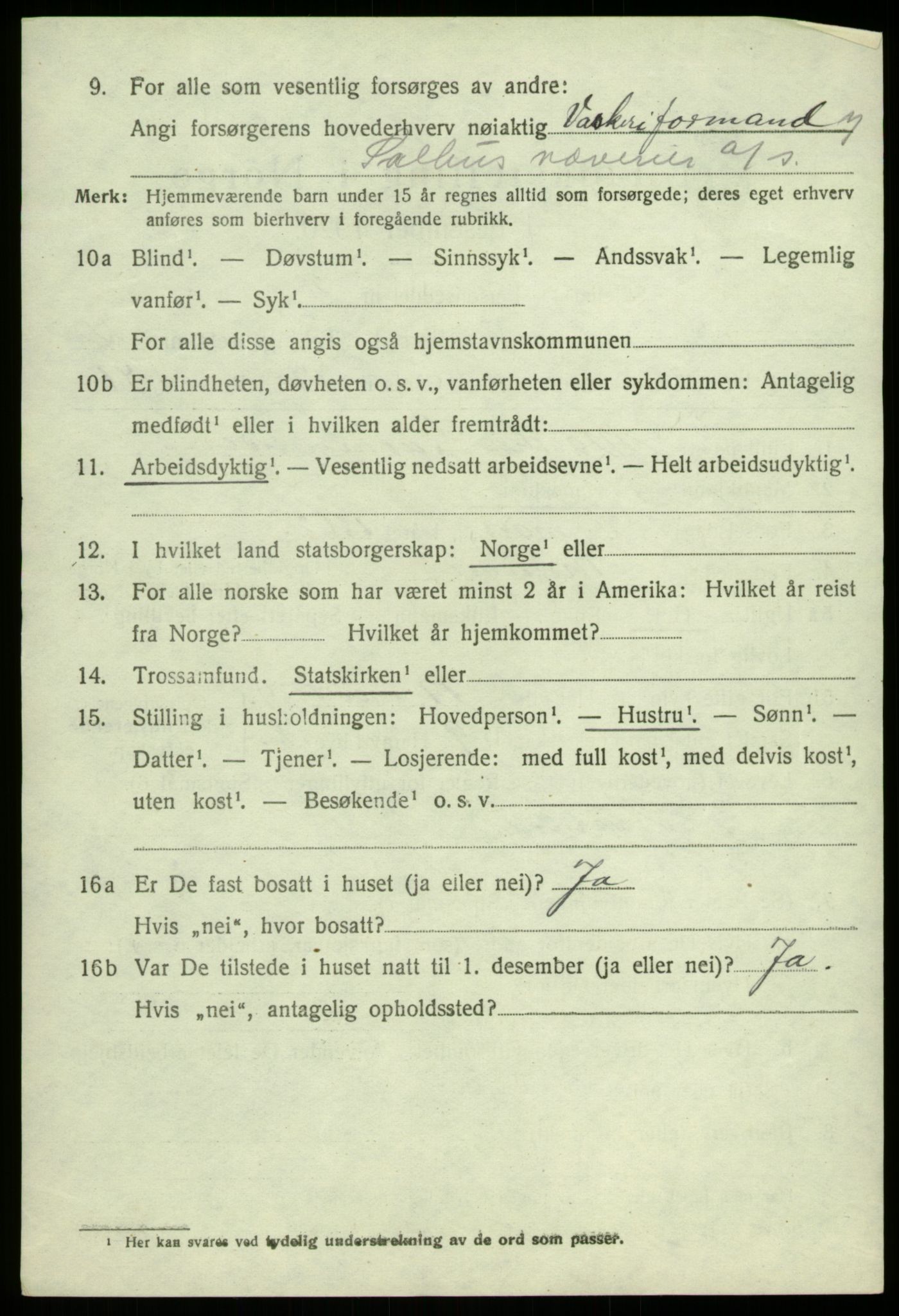 SAB, 1920 census for Åsane, 1920, p. 1994