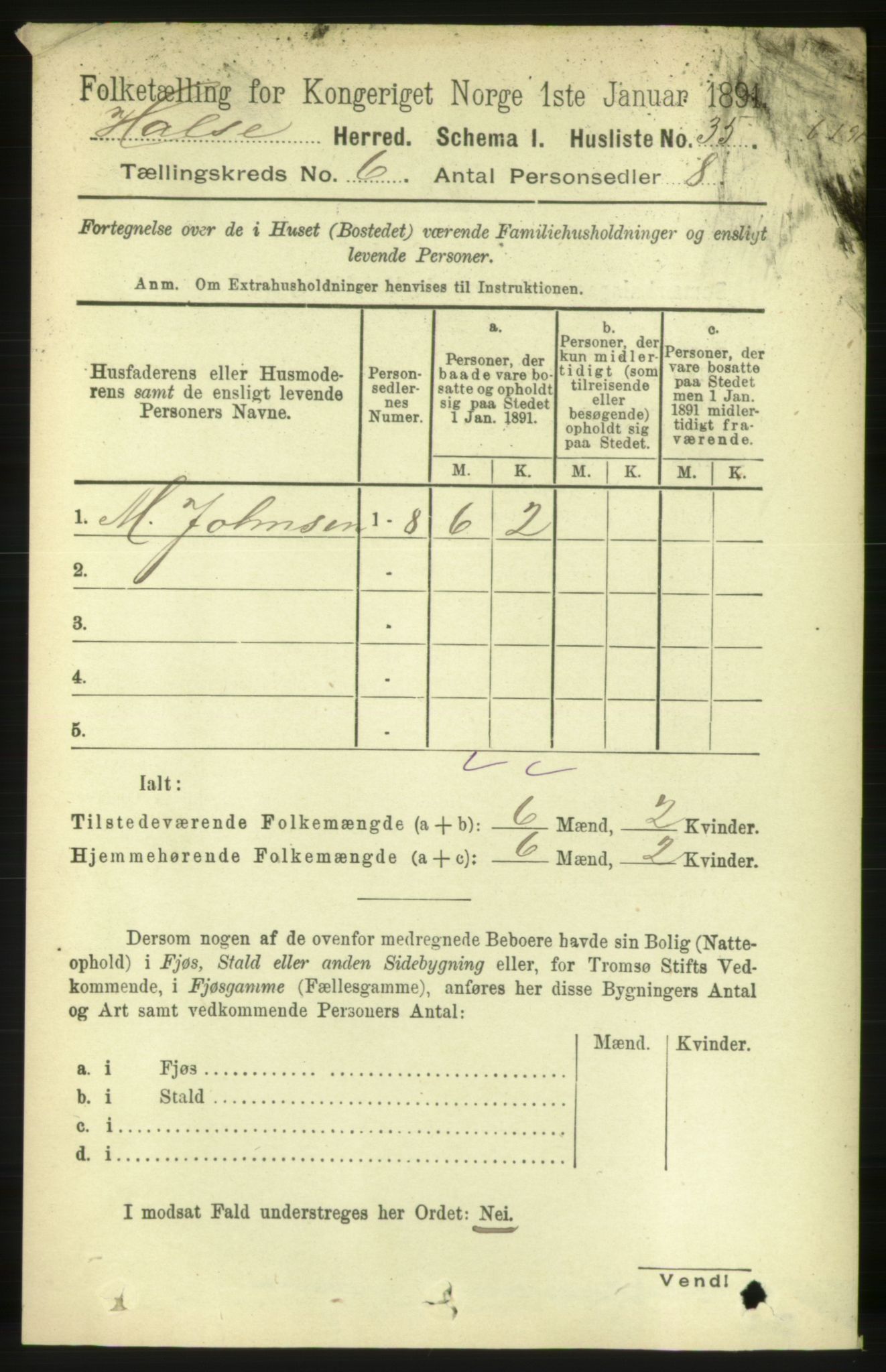 RA, 1891 census for 1571 Halsa, 1891, p. 1485