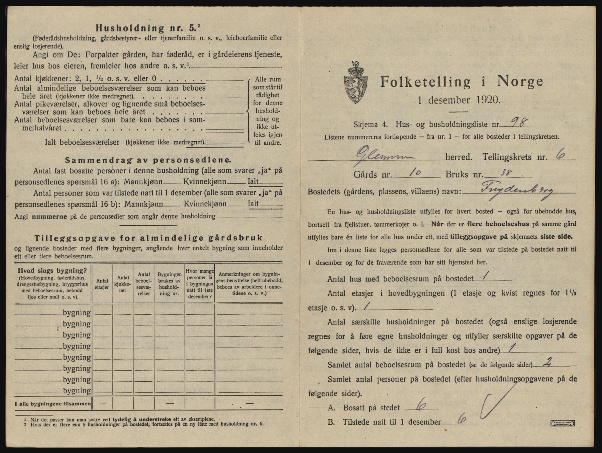 SAO, 1920 census for Glemmen, 1920, p. 2353