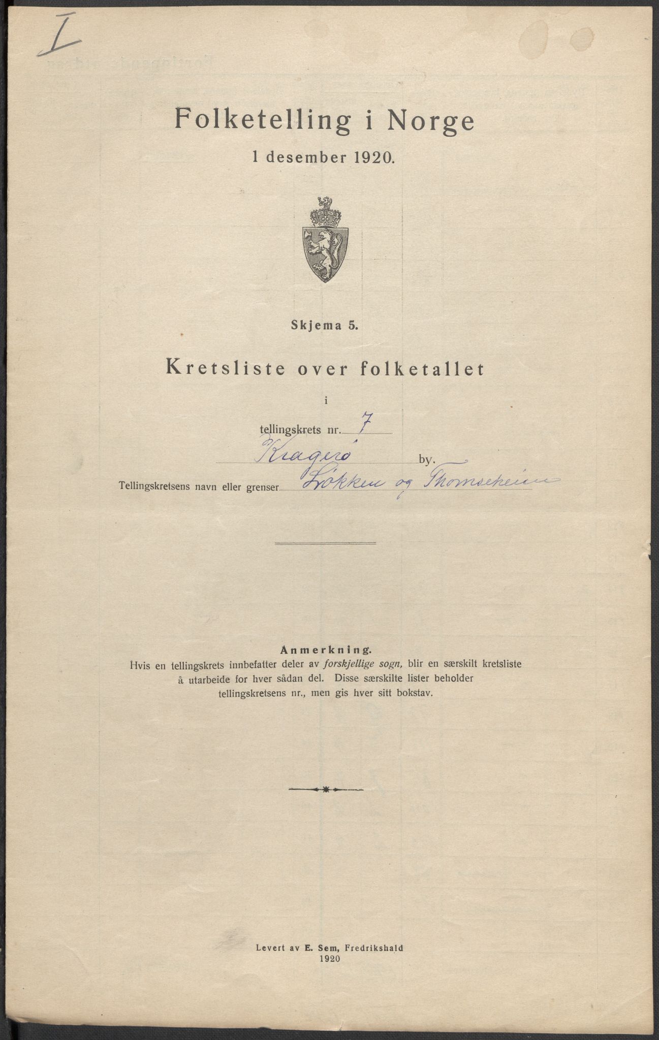 SAKO, 1920 census for Kragerø, 1920, p. 29