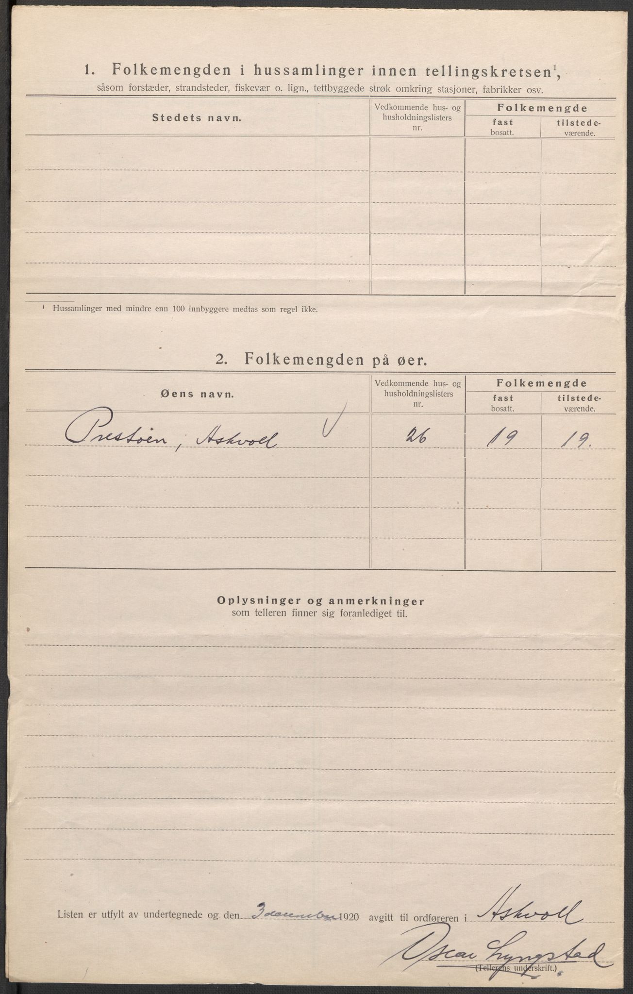 SAB, 1920 census for Askvoll, 1920, p. 19