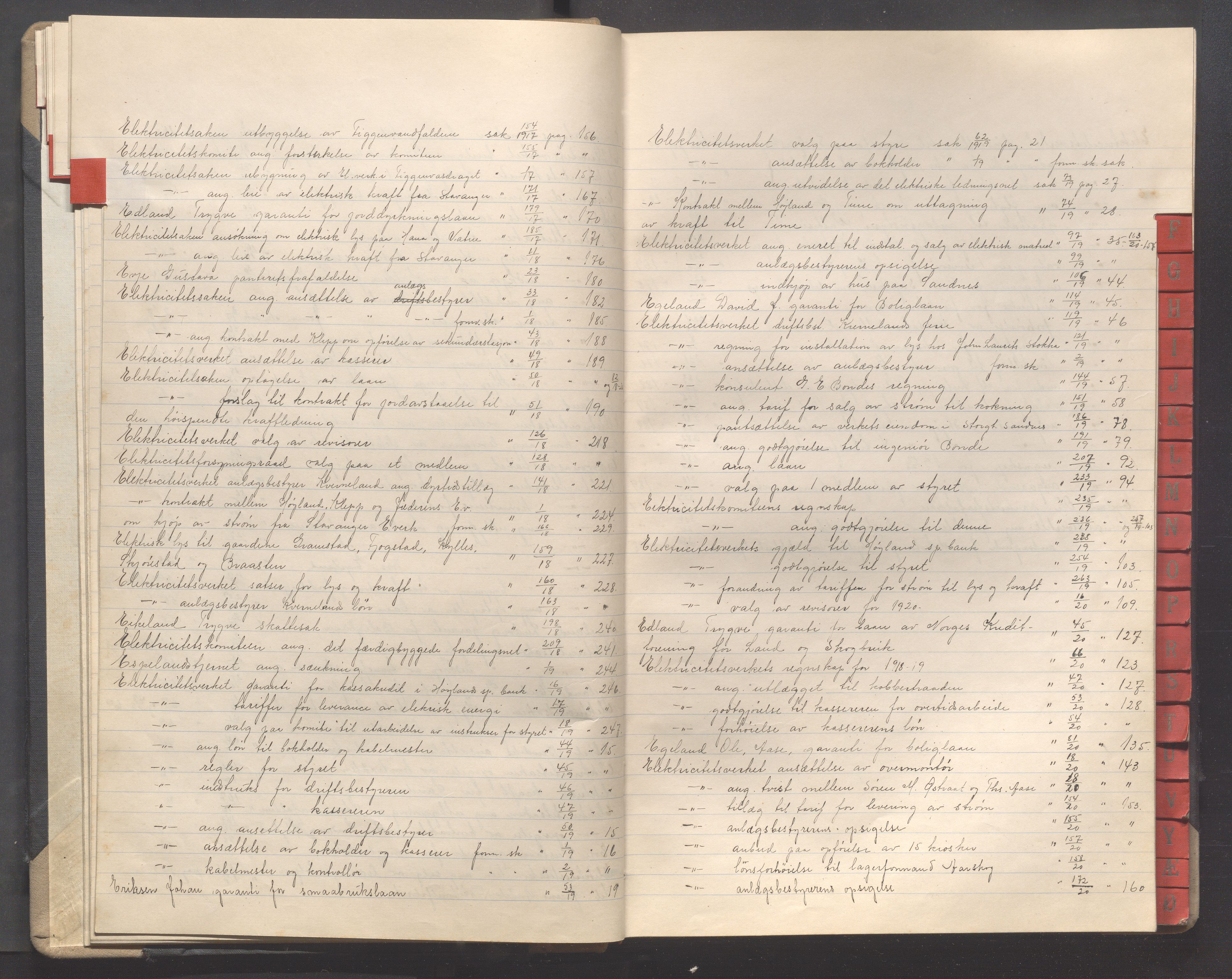 Høyland kommune - Formannskapet, IKAR/K-100046/A/Ae/L0001: Register, 1912-1920, p. 14